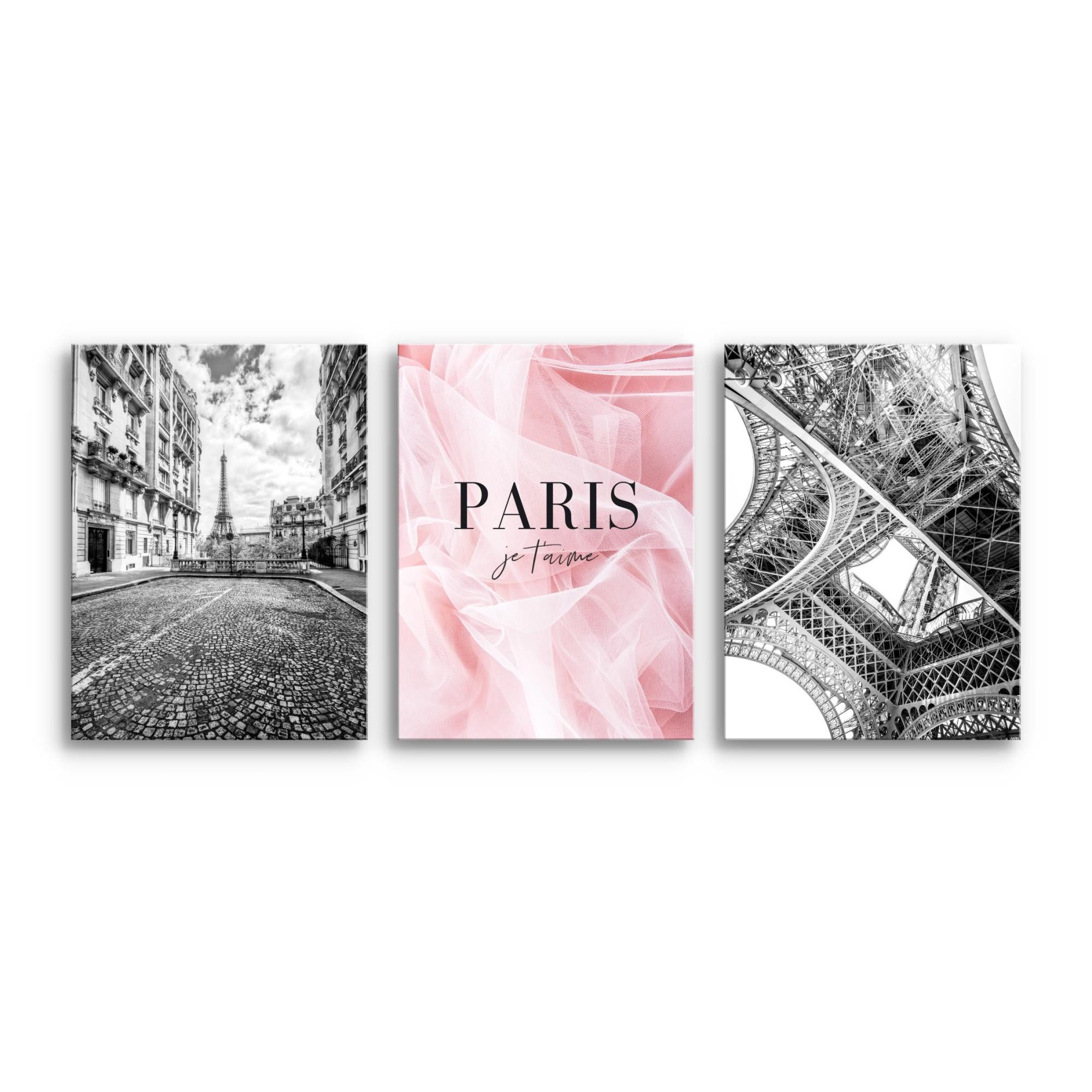 Novart Wandbild Städte Berlin London Paris Schwarz Weiß Bilder Set Deko, Paris