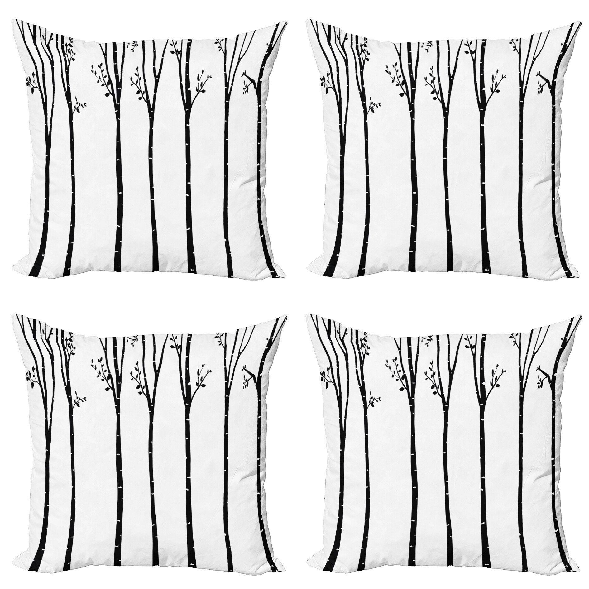 Kissenbezüge Modern Accent Doppelseitiger Digitaldruck, Abakuhaus (4 Stück), Schwarz und weiß Herbst-Baum-Laub