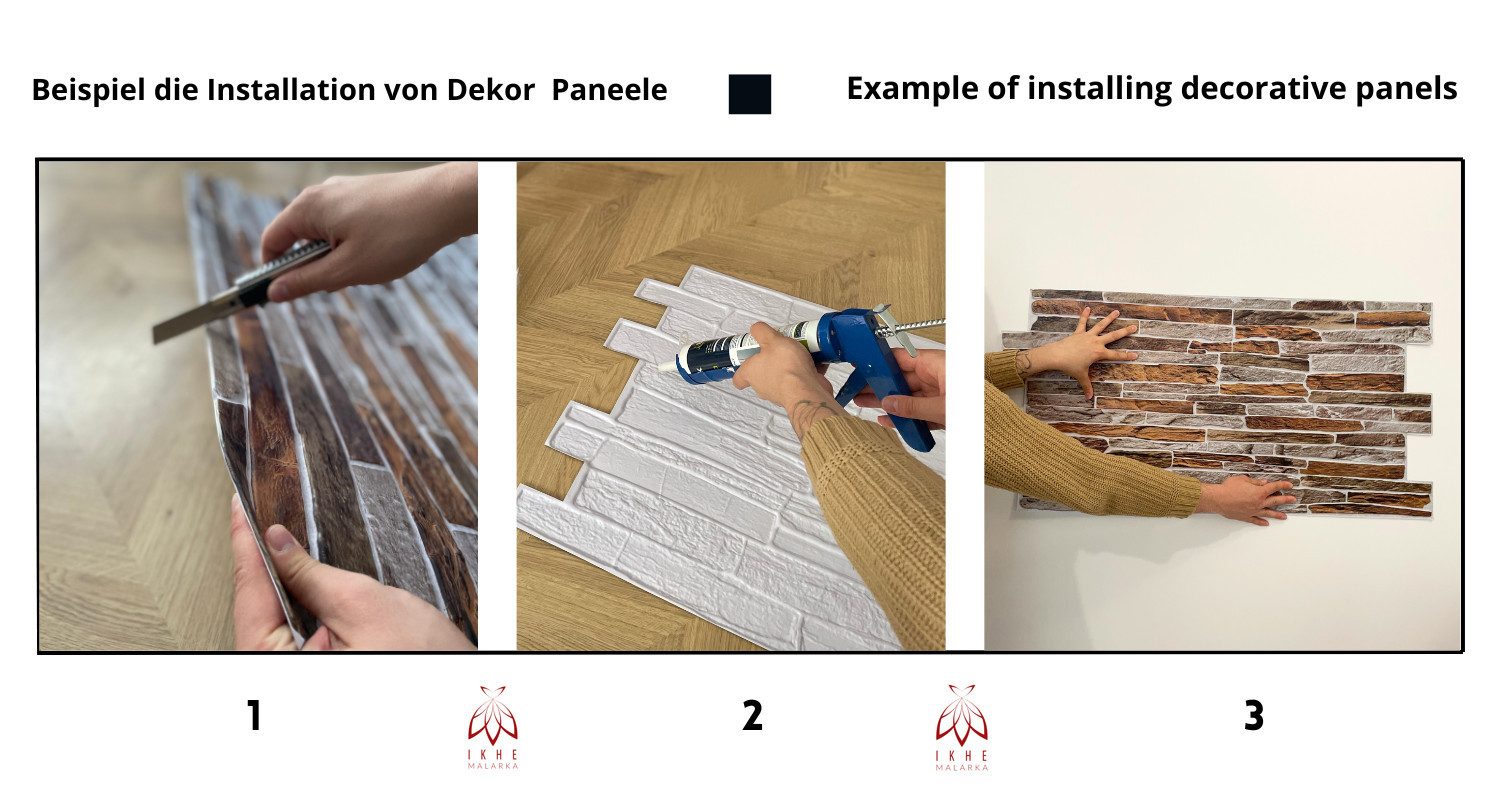 IKHEMalarka 3D Wandpaneel PVC 3D Paneele Stein Optik Wandverkleidung, BxL: 48,00x90,00 cm, 0,40 qm, 0,4m² - 1 Stück Wasserdicht und flexibel!