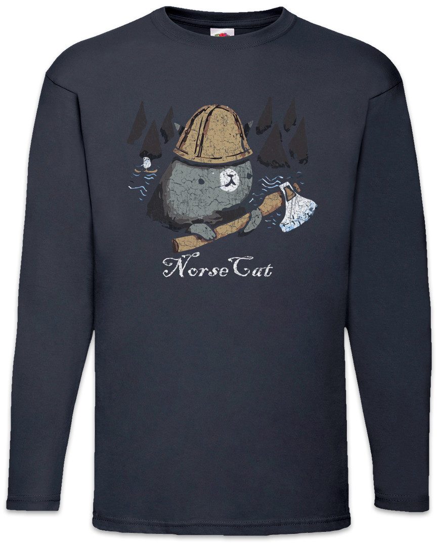 Langarmshirt Norse Cat Langarm T-Shirt Arsen Fenris Celtic Irminsul Wolf Katze