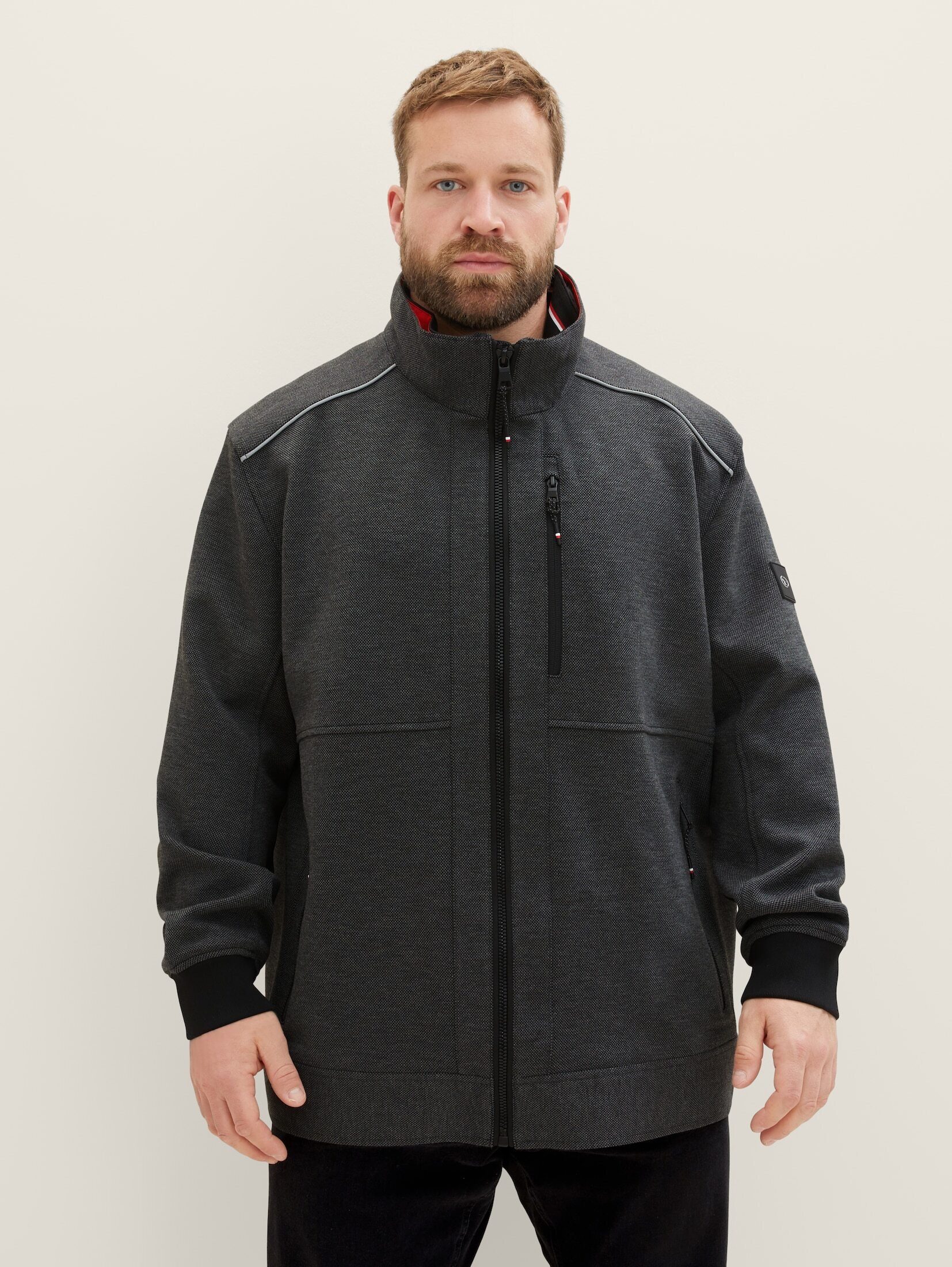 TOM TAILOR PLUS Blouson Plus - Jacke mit verdeckter Kapuze anthracite knitted structure