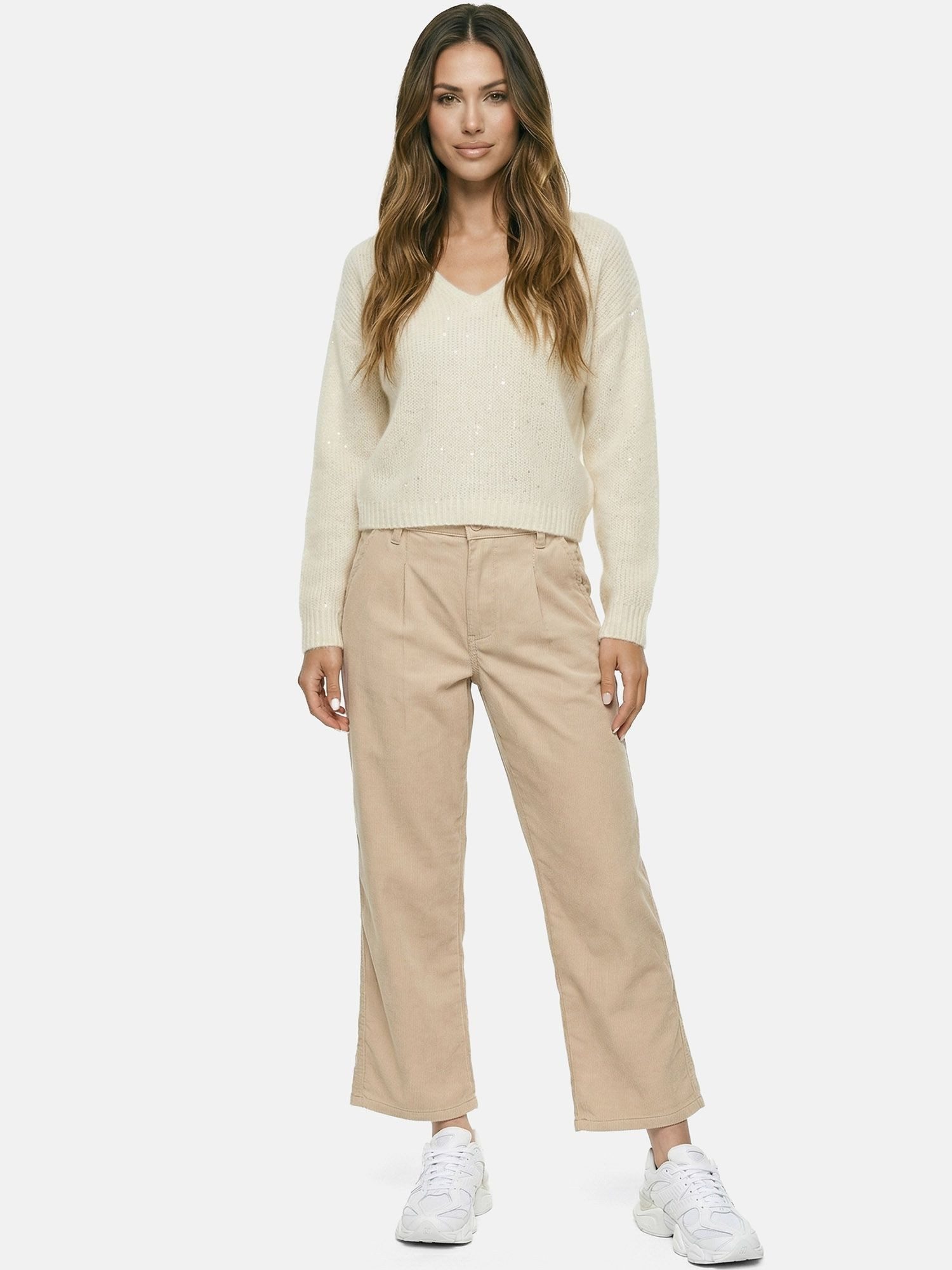 Tazzio Stoffhose F142 Cordhose mit Bundfalten, Wide Leg, hoher Bund