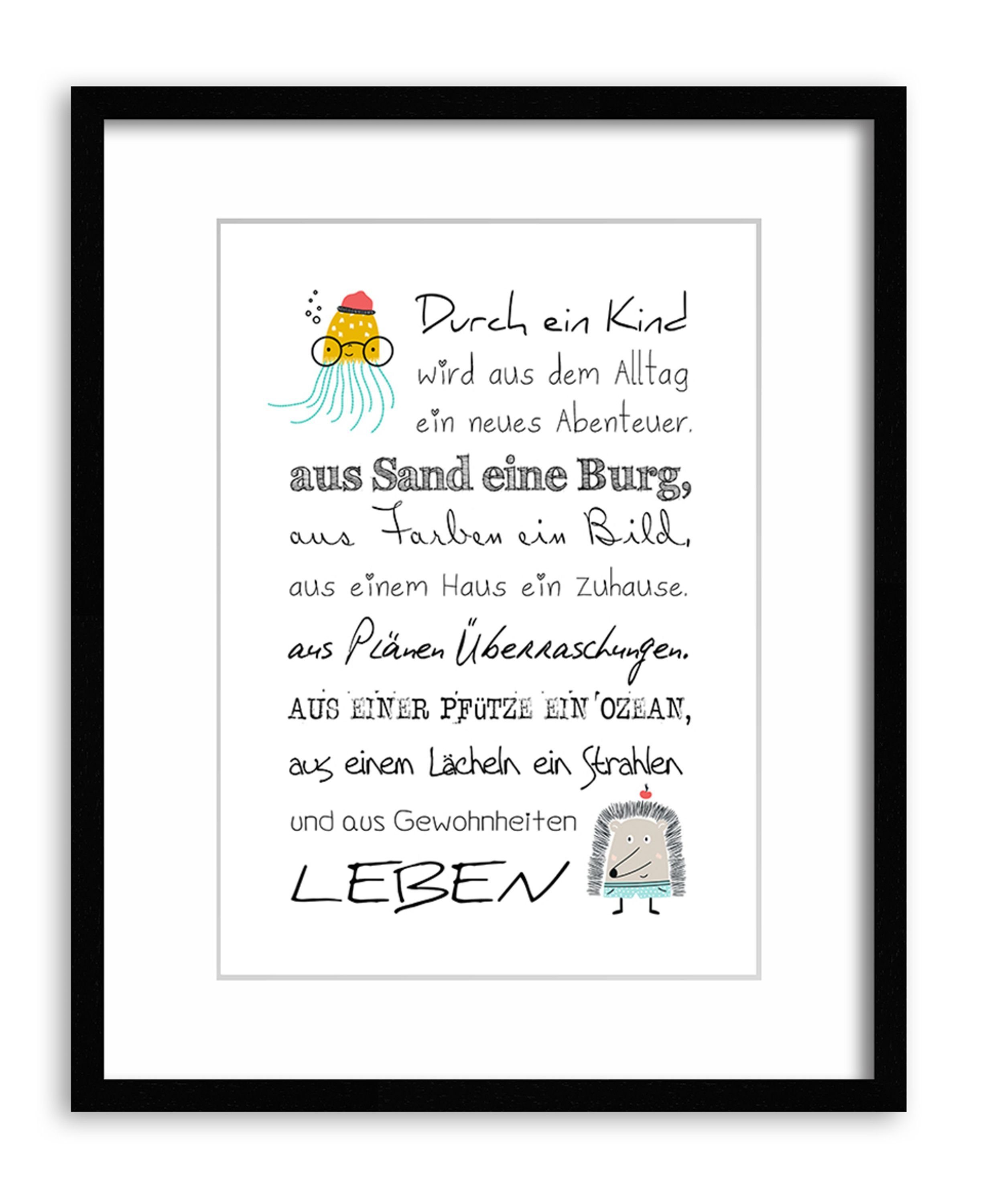 mit Poster DinA4 Baby Babyzimmer, Sprüche: Sprüche Geburt Kind und und Poster Spruch artissimo Zitate Kinderzimmer-Deko Kind