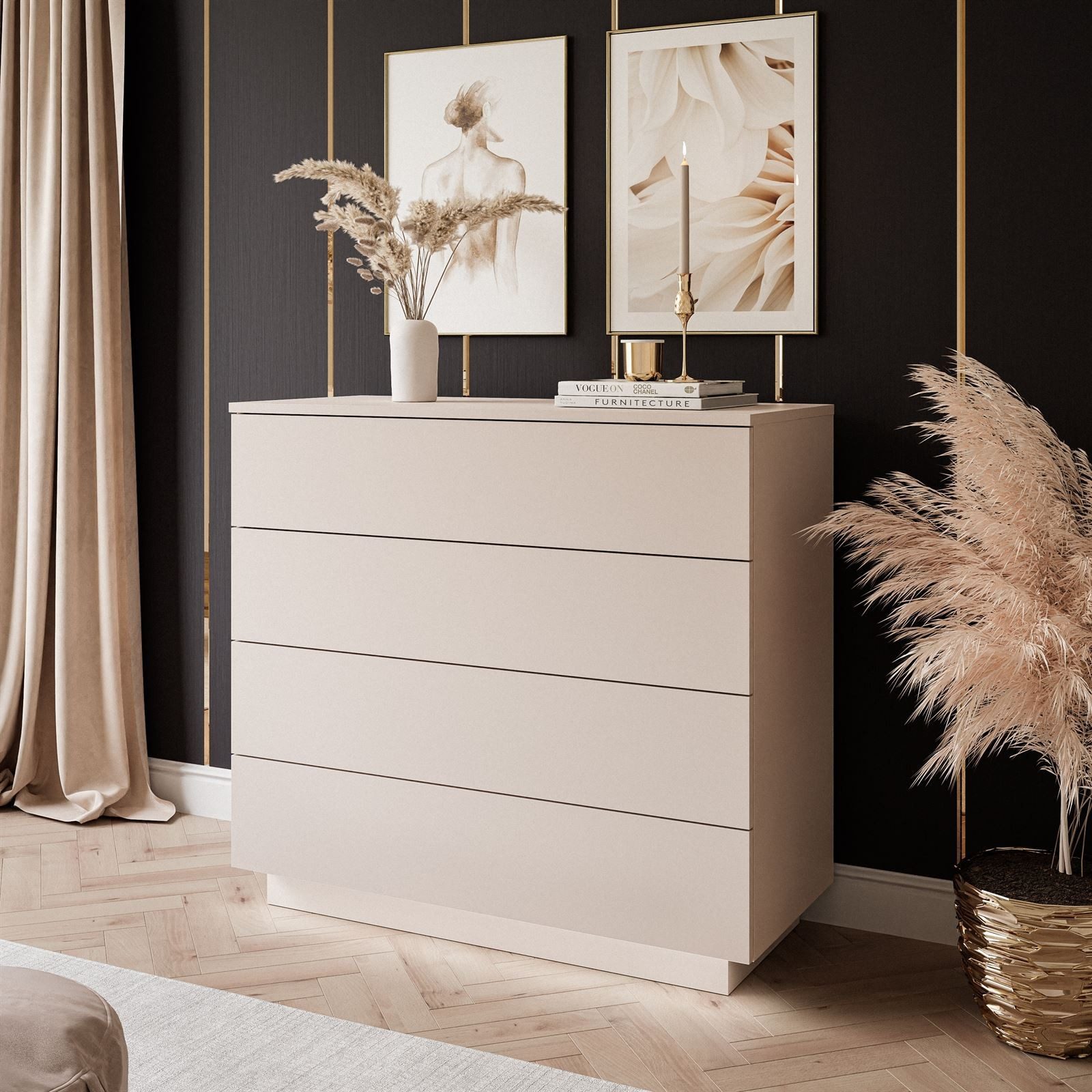 Lookway Kommode LINA KASCHMIR 95 cm mit LED Beleuchtung