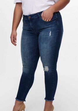 ONLY CARMAKOMA Skinny-fit-Jeans CARWILLY REG SKINNY ANK JEANS mit Fransensaum