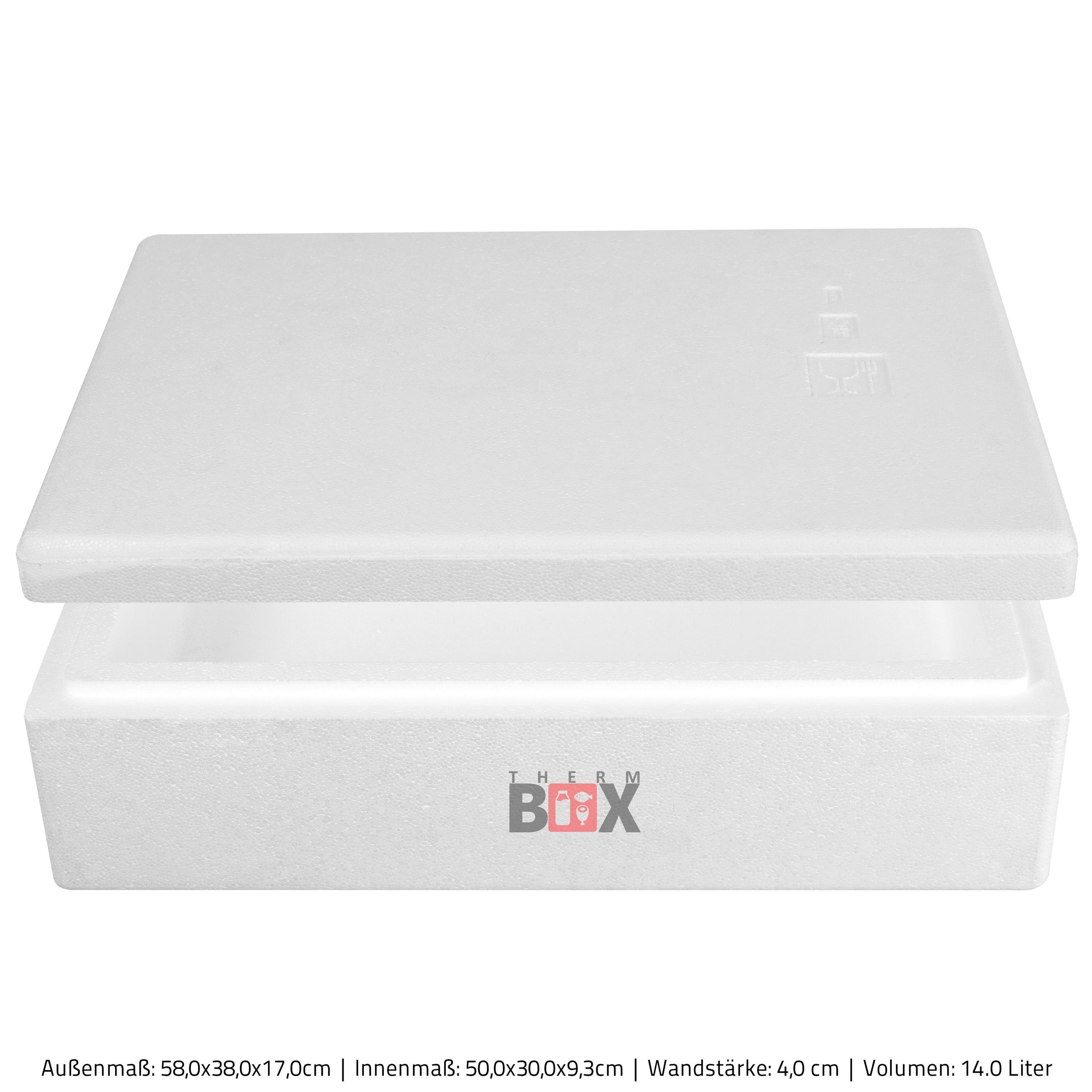 THERM-BOX Thermobehälter Modularbox 14M Wand: Styropor-Verdichtet, Isolierbox mit Box Erweiterbar Warmhaltebox Deckel 14L im 4cm Karton), Innenmaß:50x30x9cm, Kühlbox Thermbox Wiederverwendbar (0-tlg