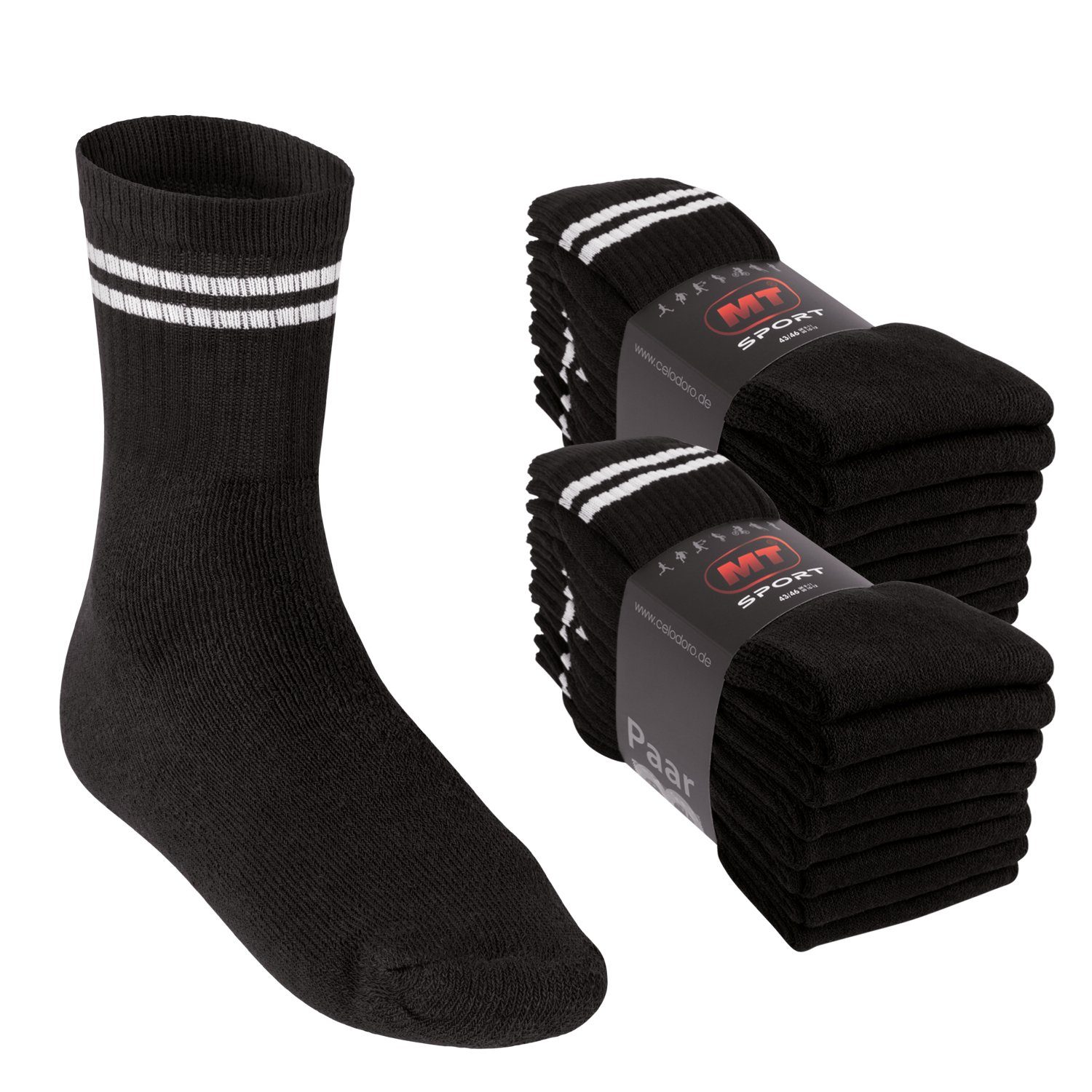 MT Tennissocken Sport- & Freizeitsocken Damen/Herren (8-32 Paar) Tennissocken (16-Paar) Schwarz-Weiss / 16 Paar