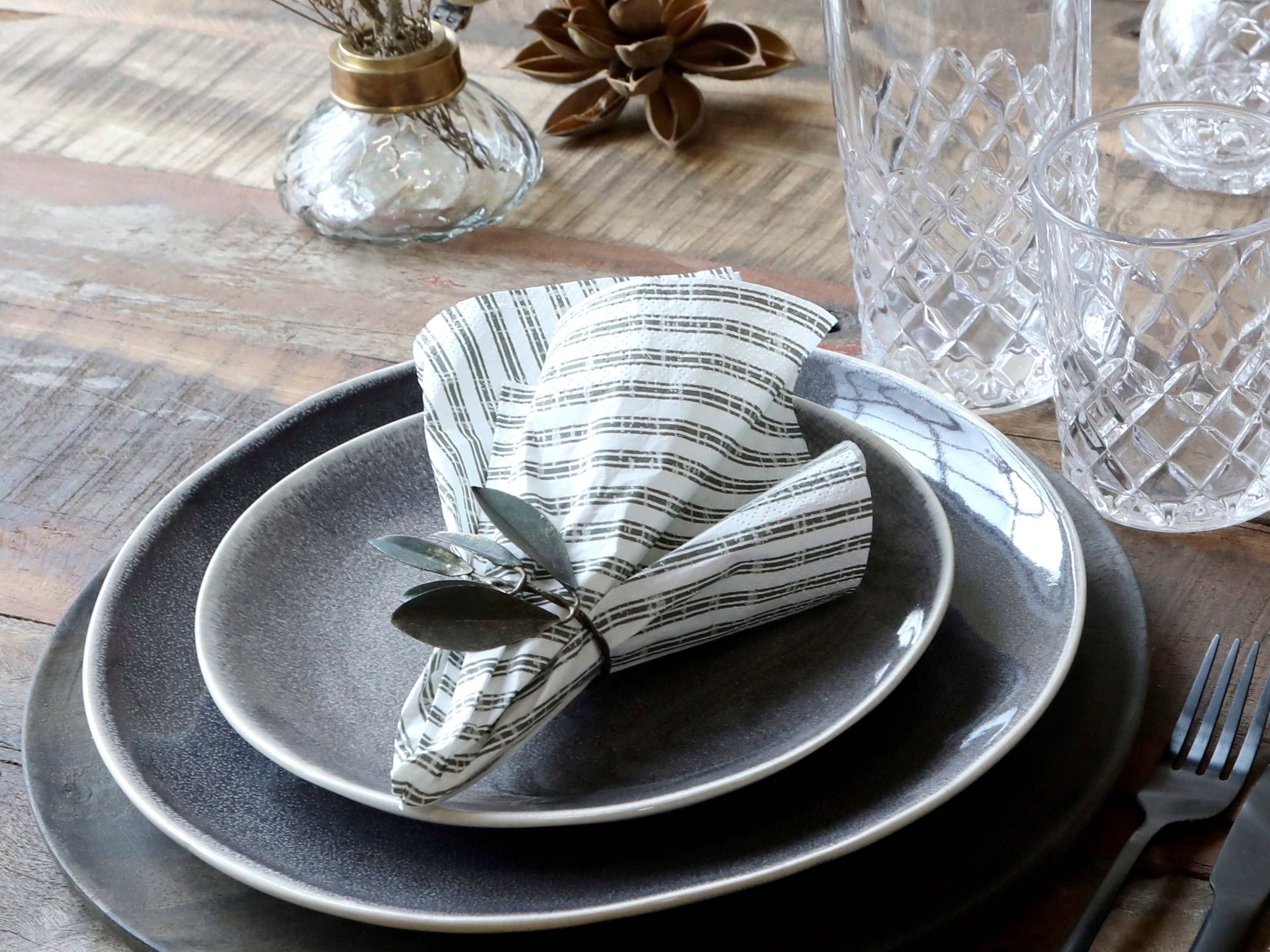 Chic Antique Papierserviette Chic Antique Papierservietten mit Streifen Olive 20 Stück