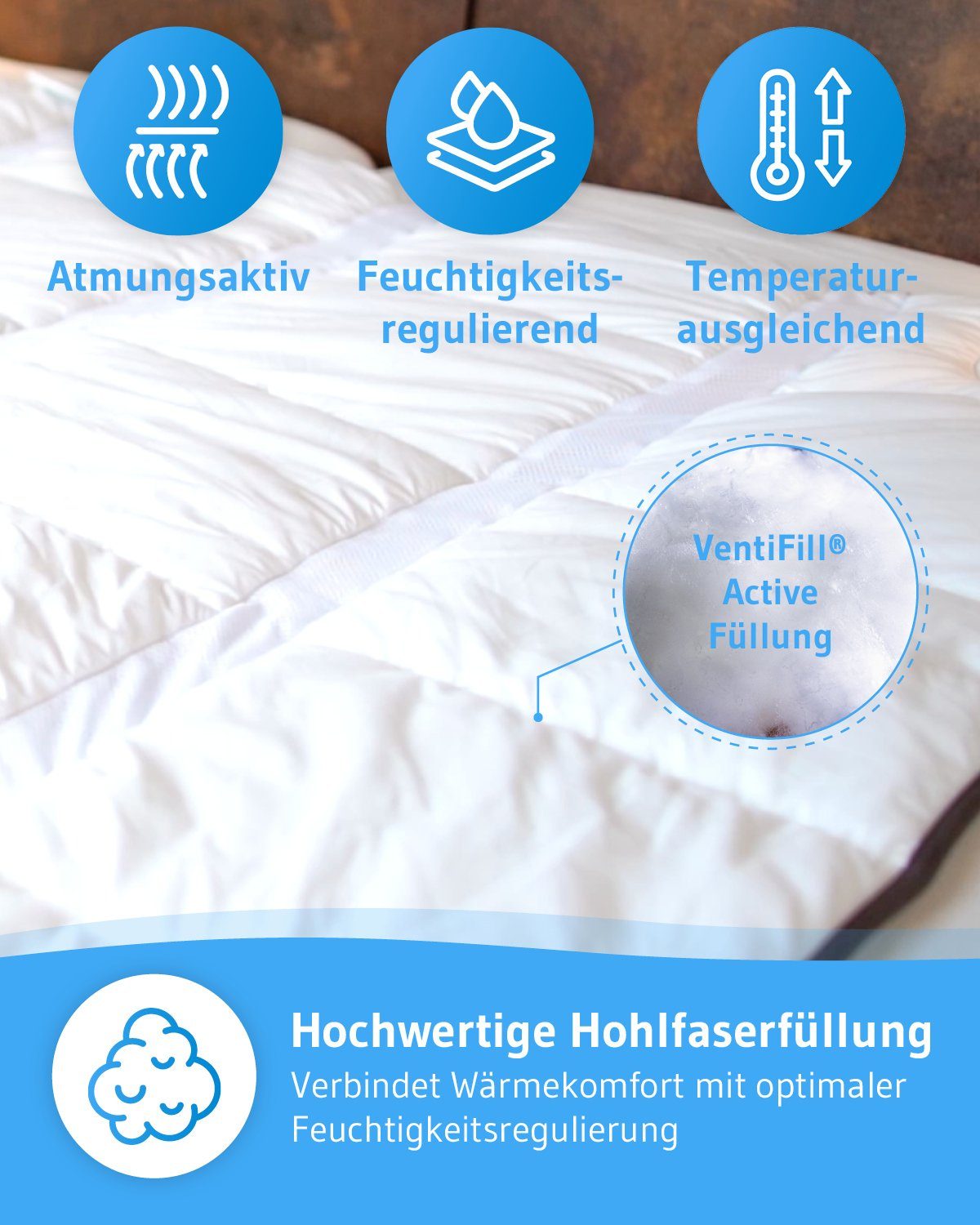 Third of Life Sommerbettdecke AERO ActiveClima Leichte Decke für den Sommer, Füllung: Atmungsaktive VentiFill® Funktionsfaser, Bezug: Microfaser, Feuchtigkeit