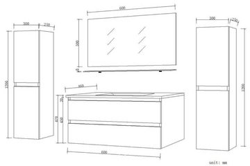 Homeline Badmöbel-Set Bad Möbel Set, Hochglanz, 60 cm schwarz und weiß Soft Close, (Set Angebot, 6-St., Spar set)