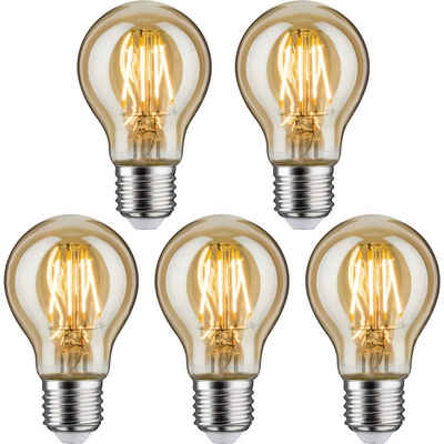 Paulmann LED Standardform 4,7W E27 2500K LED-Leuchtmittel, E27, 5 St., Extra-Warmweiß, 5er-Pack, Goldlicht