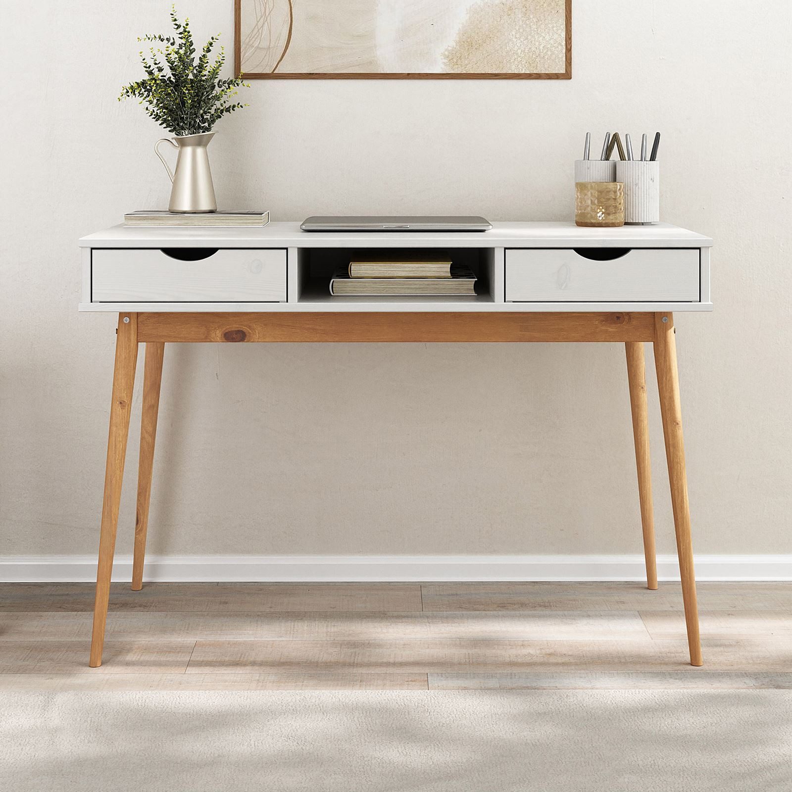 IDIMEX Schreibtisch STEFANO, Bürotisch mit Schubladen aus Massivholz Konsol günstig online kaufen