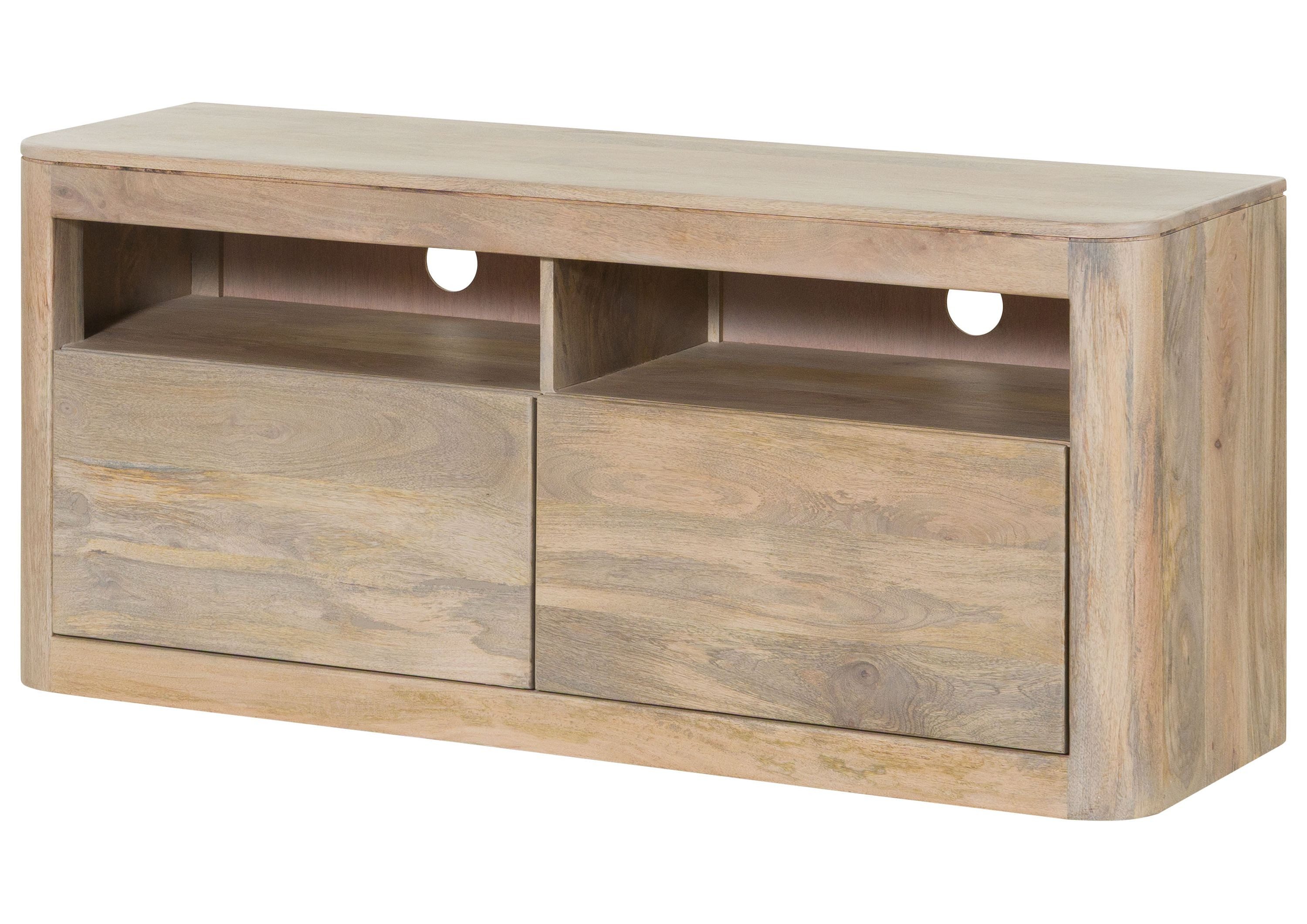 Massivmoebel24 TV-Board TORONTO (Massivholz), Mango 130x40x58 weiß lackiert TORONTO #319