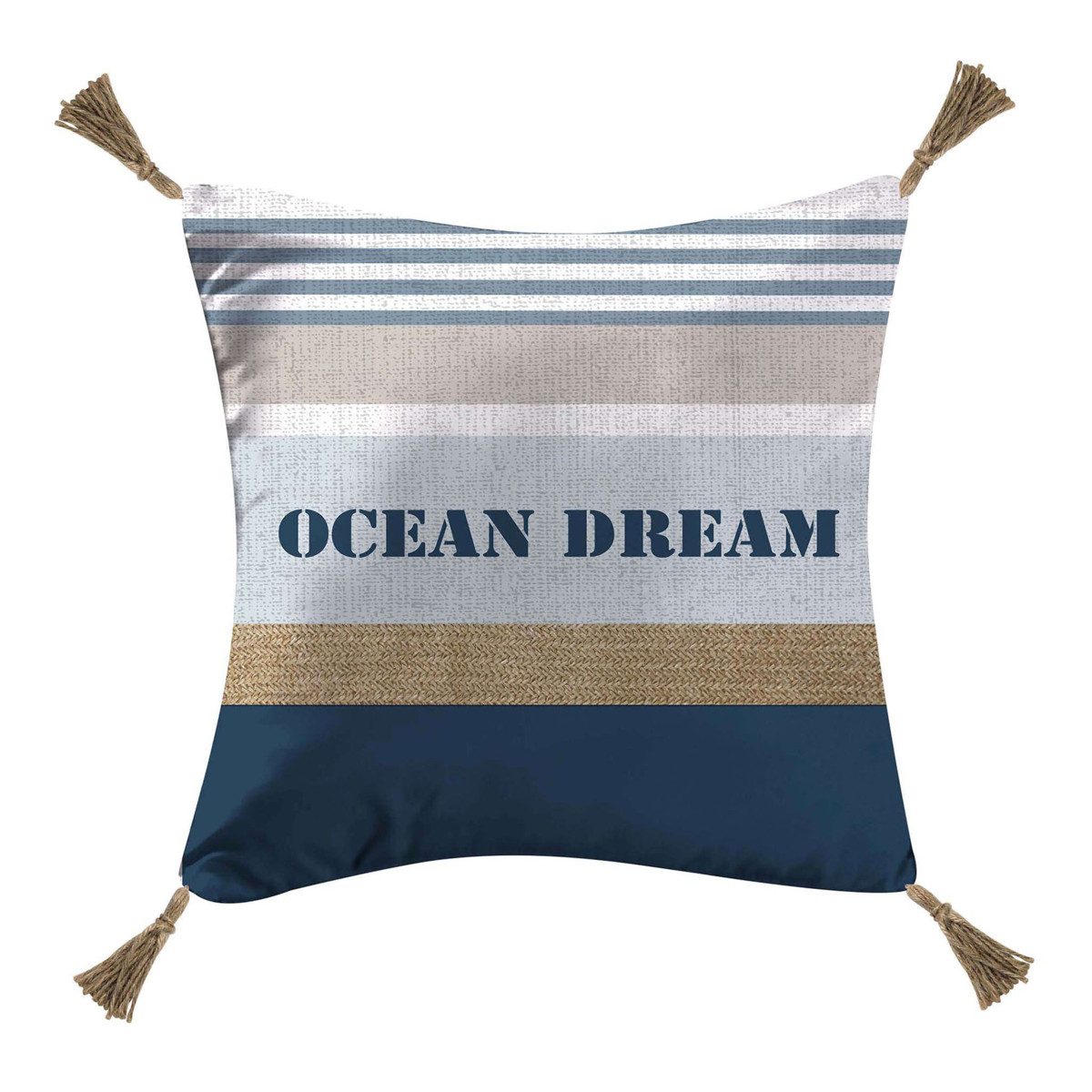 Macosa Home Dekokissen maritim Blau Braun 45 x 45 cm oder 30 x 50 cm Kissen modern, Zierkissen Couchkissen Jutekissen