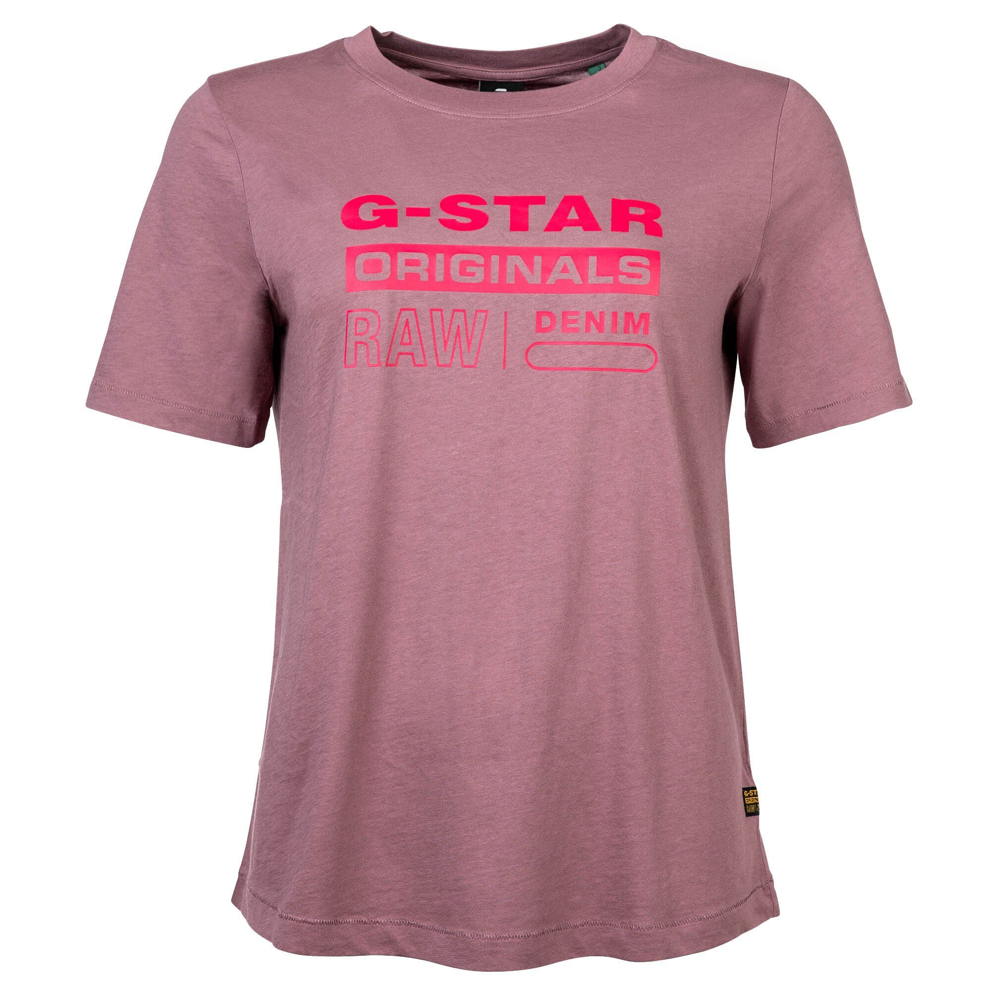 RAW G-Star Lila Originals T-Shirt T-Shirt - Damen Regular Fit Label