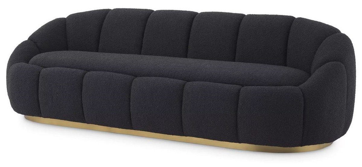 Casa Padrino Sofa Luxus Sofa Schwarz / Messingfarben 230 x 80 x H. 71 cm - Wohnzimmer & Hotel Sofa - Wohnzimmer & Hotel Möbel - Luxus Qualität