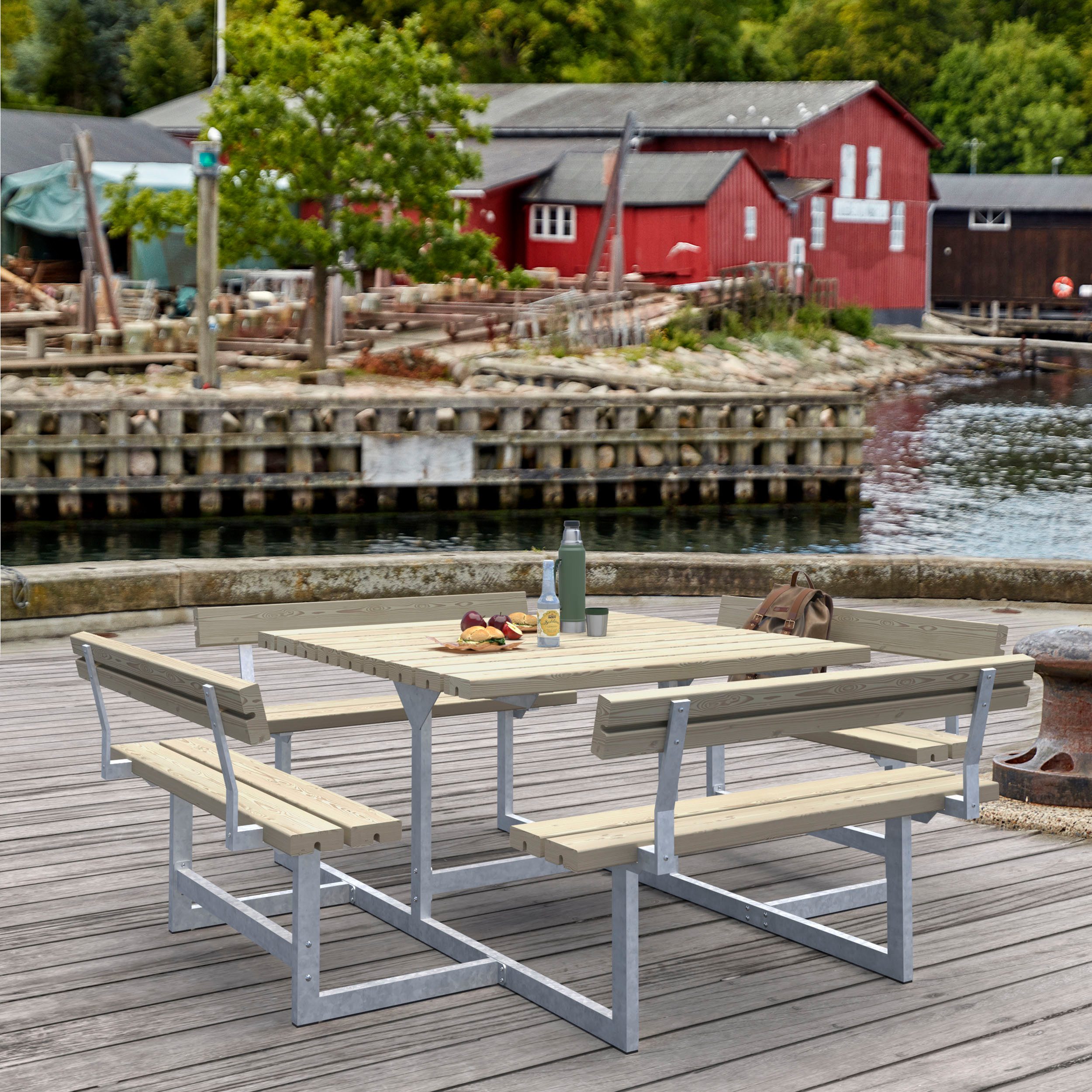 PLUS Garten-Essgruppe »Picnic« Kombimöbel mit 4 Rückenlehnen, (1-tlg), 224x224x76/45 cm