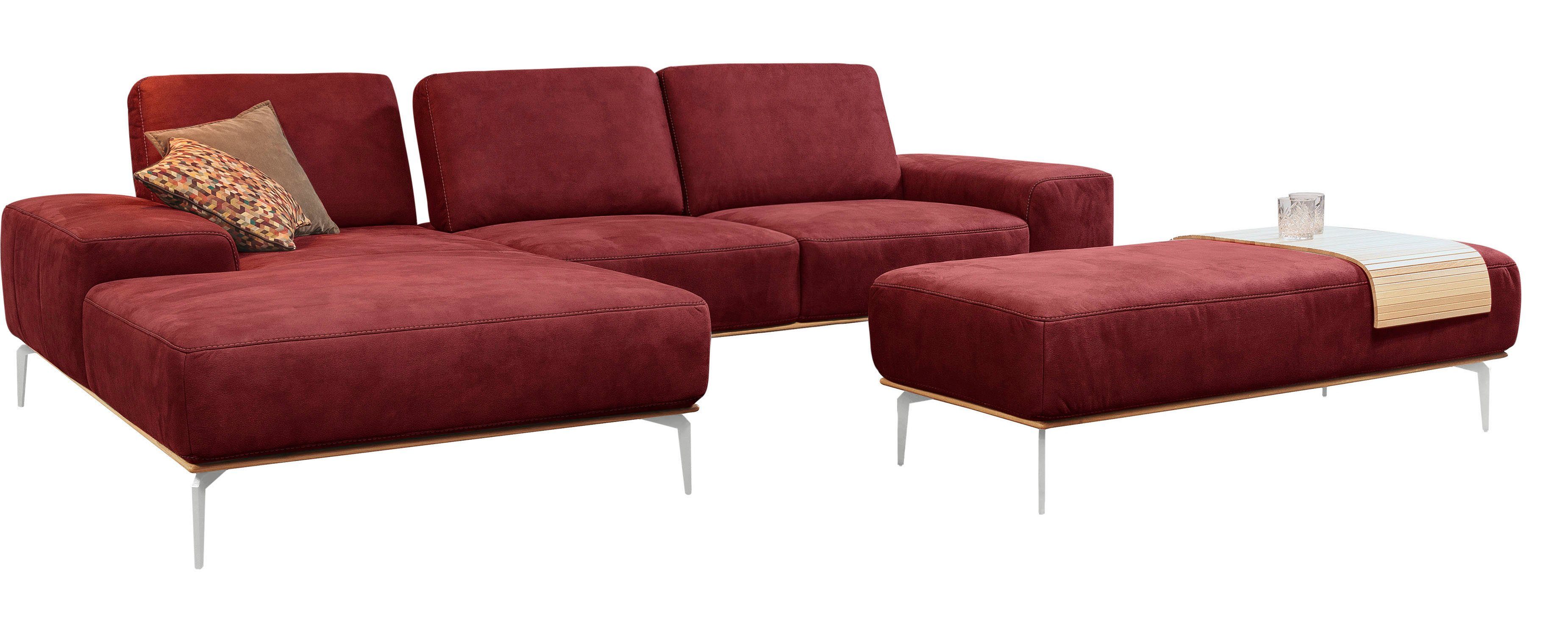 Chrom Ecksofa Füße glänzend, run, Holzsockel, W.SCHILLIG elegantem in cm mit 319 Breite