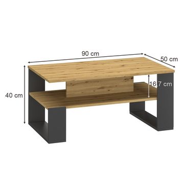 Vicco Couchtisch Sofatisch Beistelltisch mit Ablage NEMO Anthrazit/Artisan