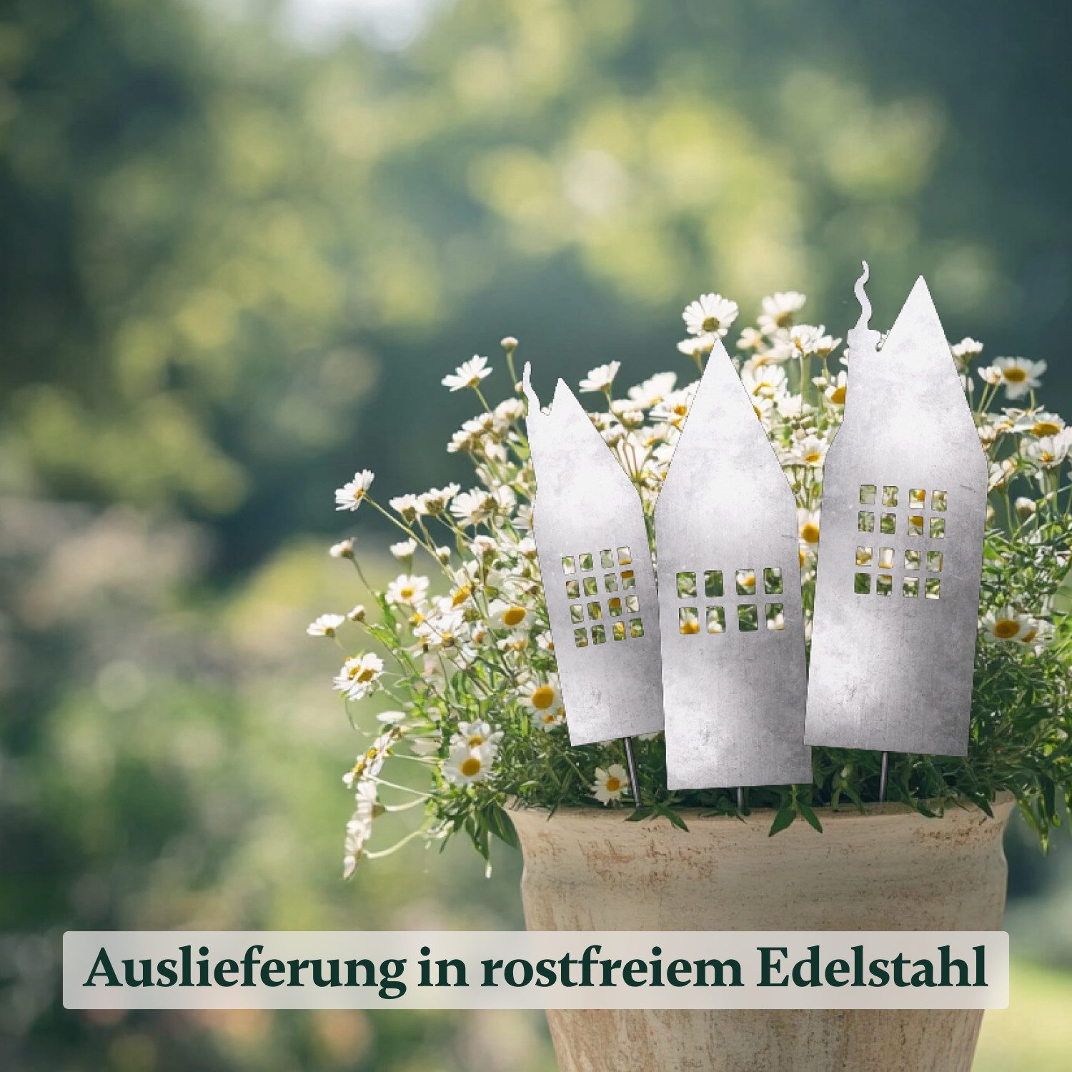 VERDOBA Gartenfigur Gartenstecker in Rost & Silber Rost Deko für Garten, Balkon & Terrasse