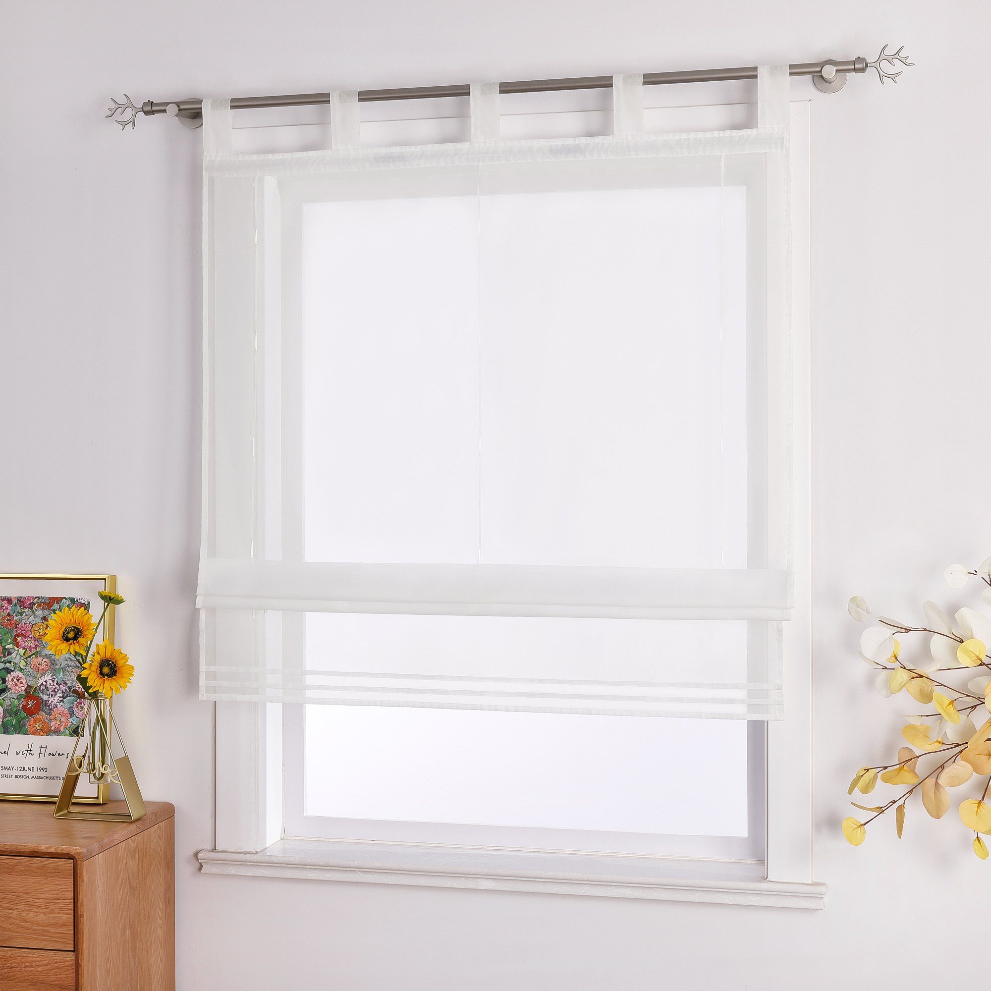 Joyswahl Raffrollo, mit Schlaufen, Küche Modern Voile Uni Schlaufenrollo günstig online kaufen