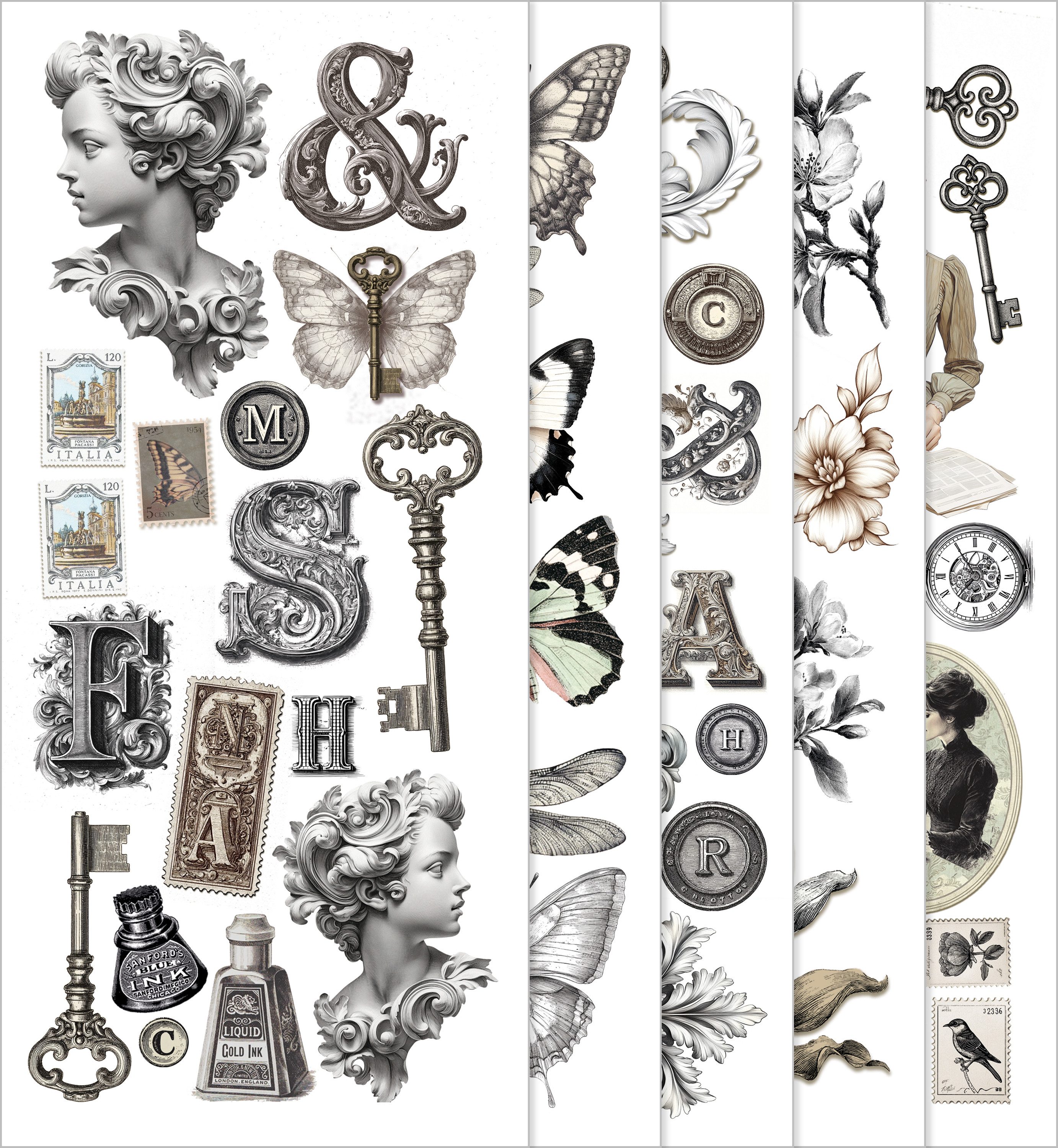 Ciao Bella Aufkleber Art Stickers "Typographic", 5 Blatt