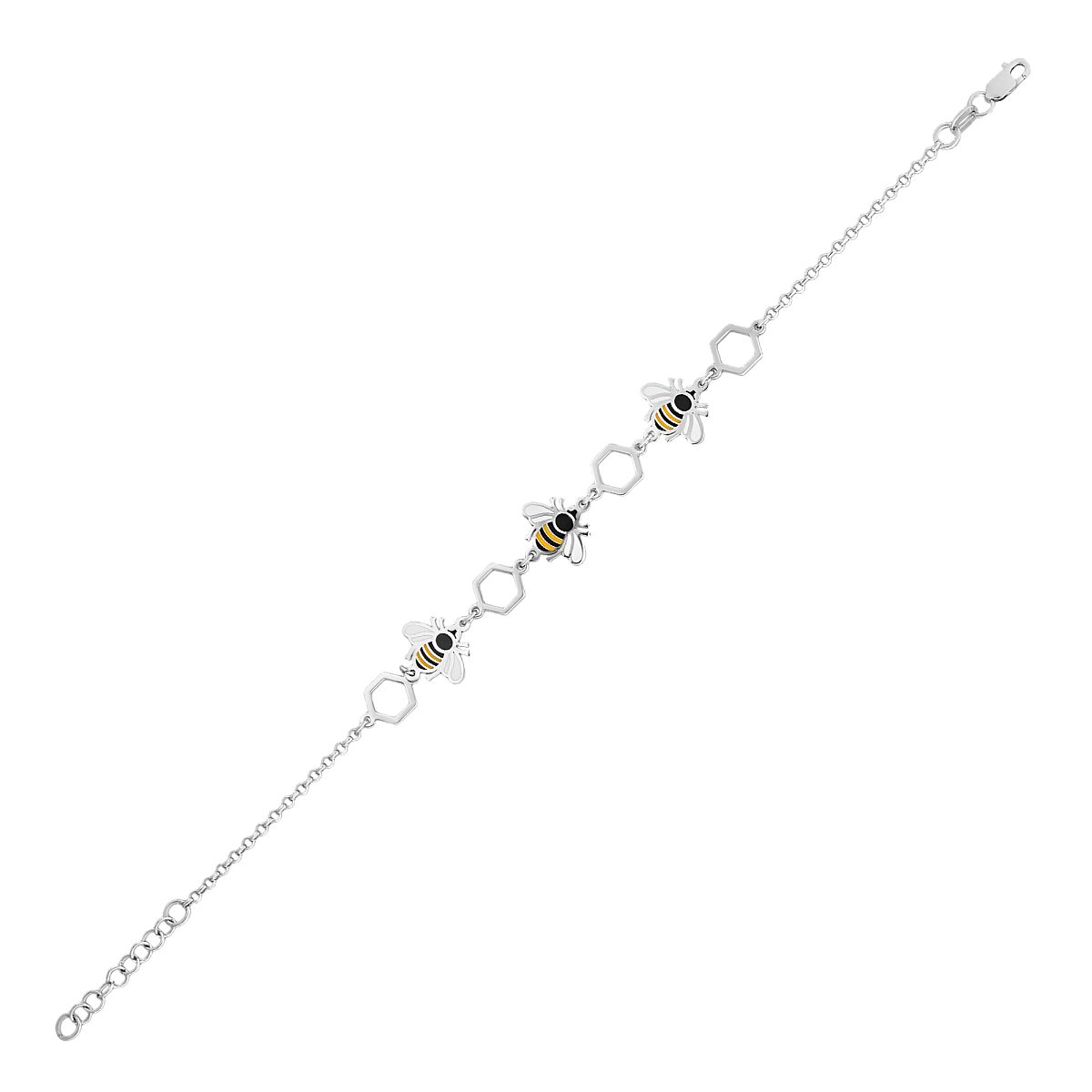 Armband Armband Bracelet 925 Silber Emaille Biene Echtschmuck