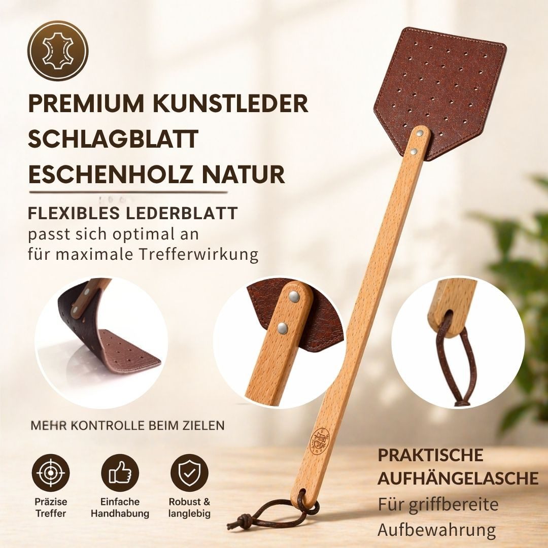 Topanbieter999 Fliegenklatsche mit Holzgriff extra lang 51 cm, Gelochtes Design für präzises Treffen – Bild 4 von 5