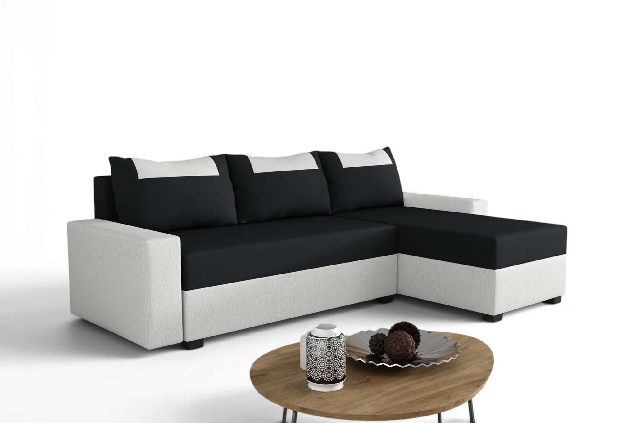 Fun Möbel Ecksofa Sofa HEDVIG Ottomane Rechts oder Links, Rundumbezug, inkl. Schlaffunktion mit 1 Bettkasten