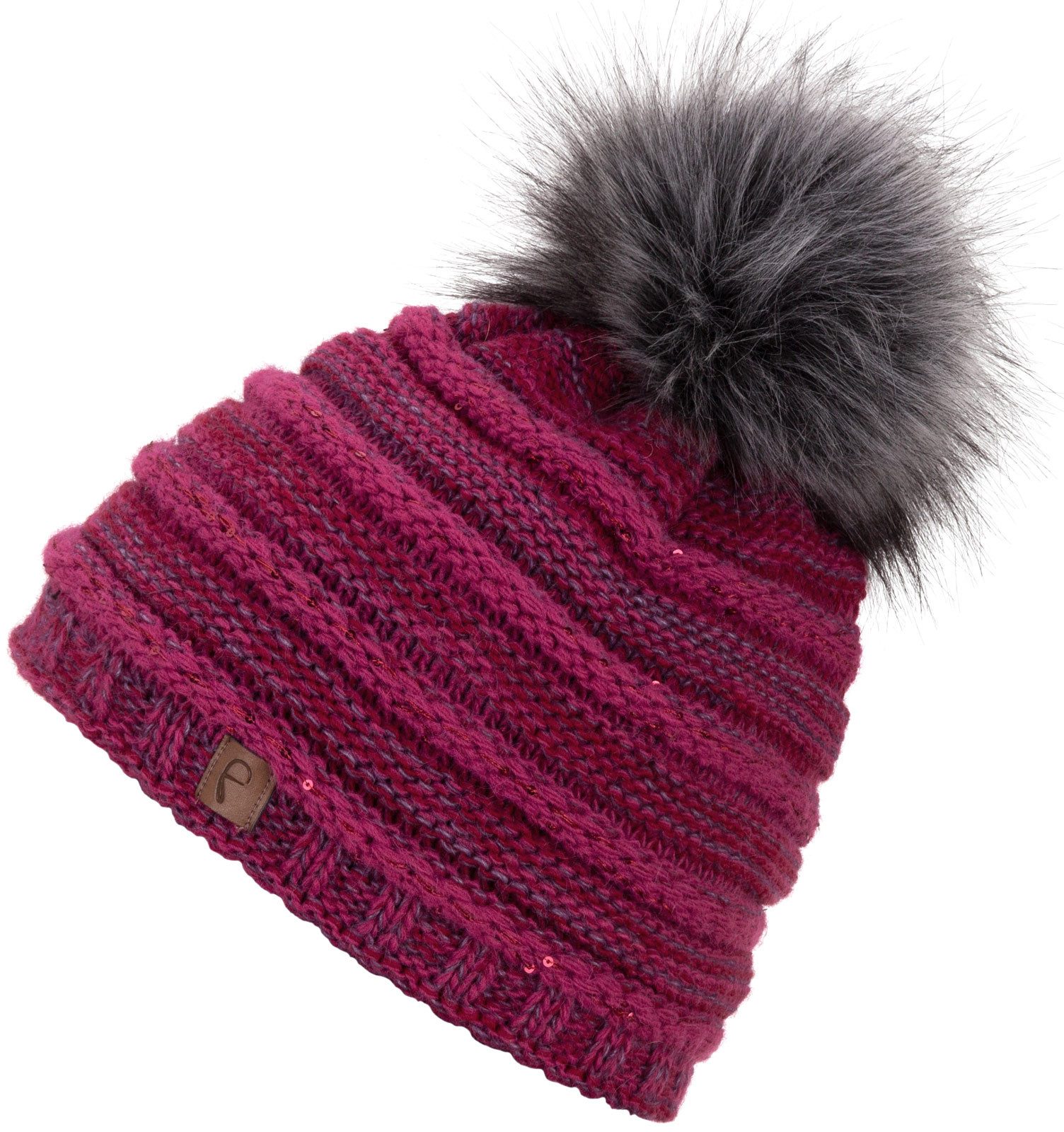 Faera Bommelmütze Wintermütze mit Bommel Damen Mütze Beanie Haube gefüttert Strickmütze