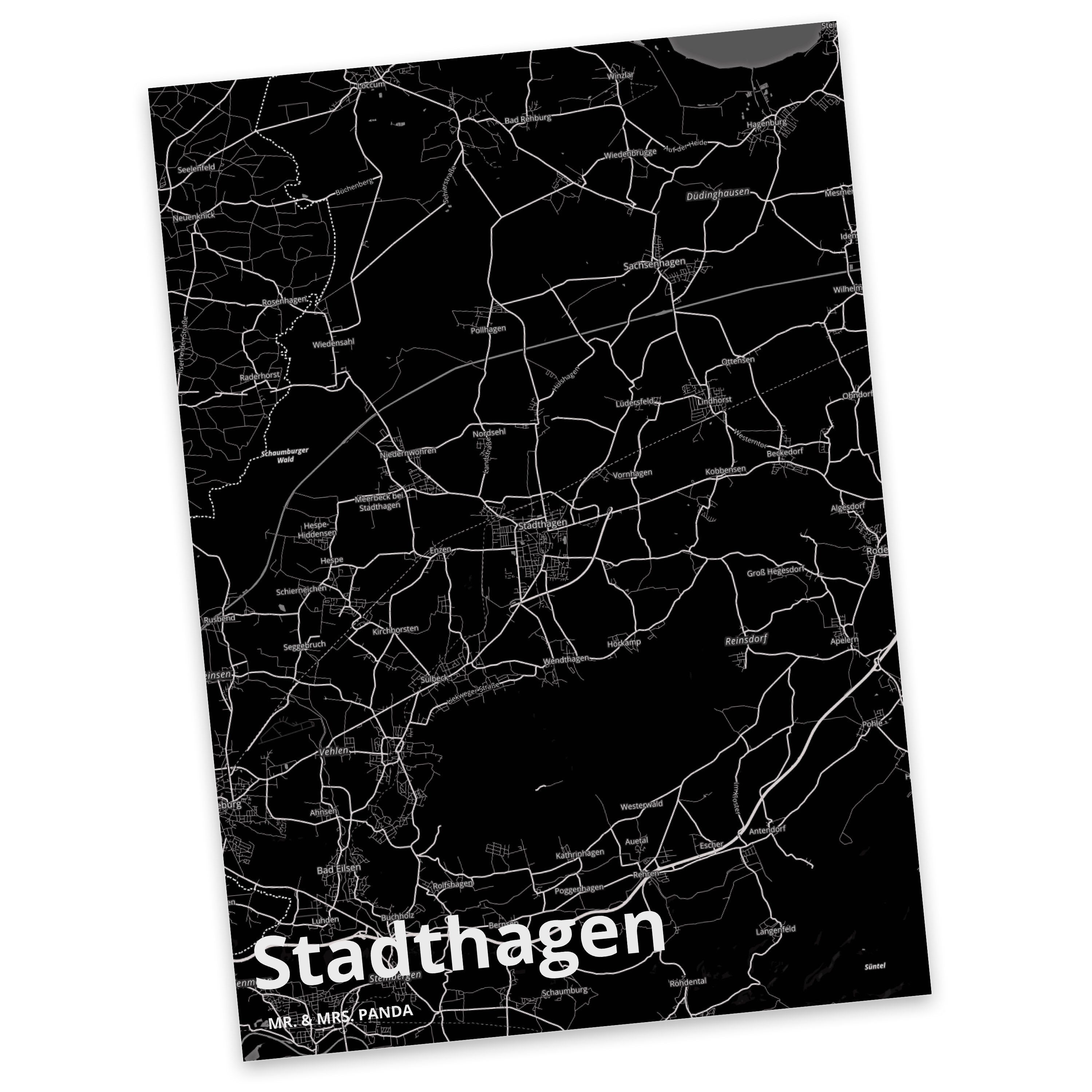 Mr. & Mrs. Städte, - Postkarte Dorf Landkarte Stadt Ort, Karte Panda Dorf, Stadthagen Geschenk