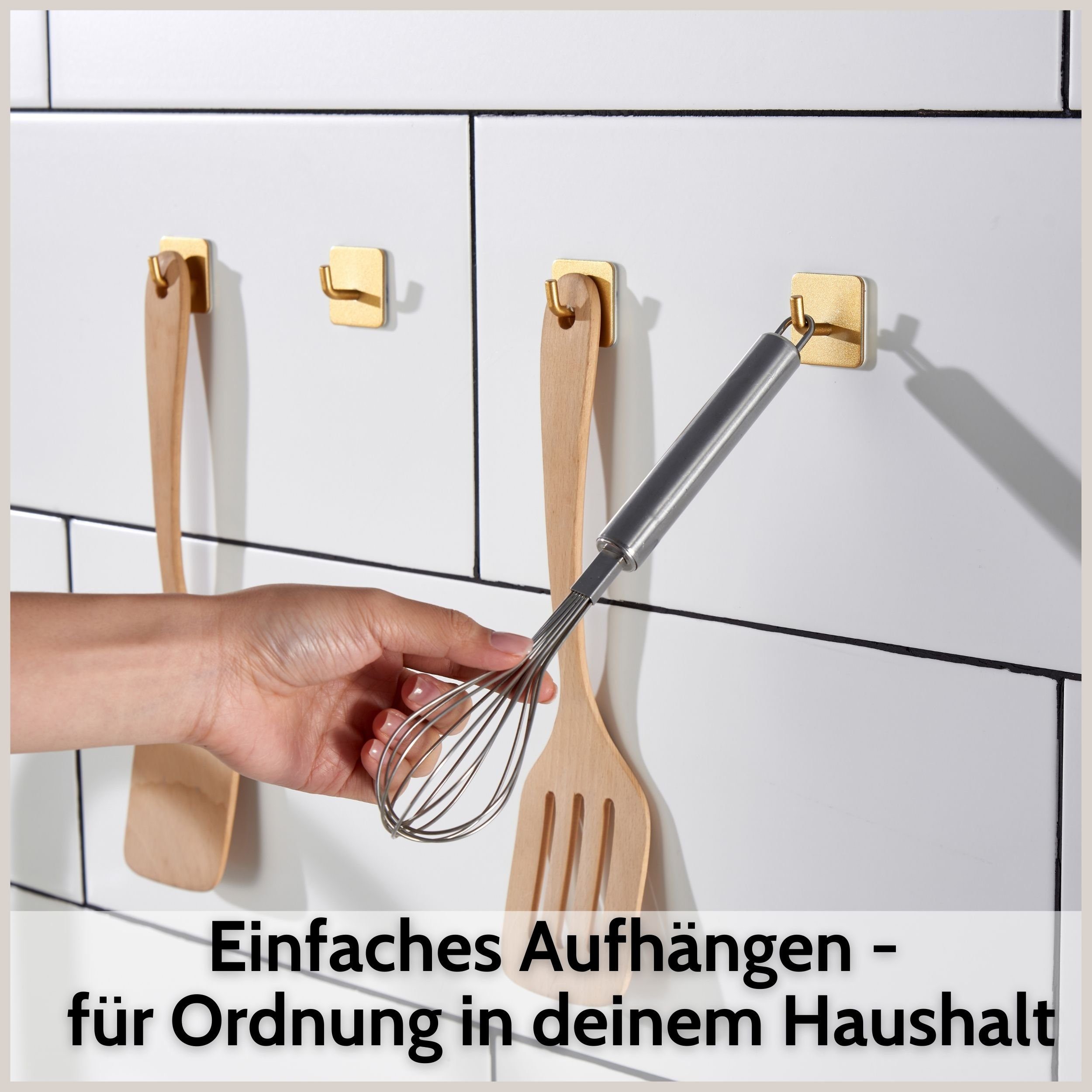 DEKAZIA Klebehaken ohne Bohren, selbstklebende Badhaken, Handtuchhaken, Badezimmer, Küche, WC, Schlafzimmer, (4er oder 8er Set, 4-St), Hacken, Küchenhaken, Hand – Bild 3 von 5