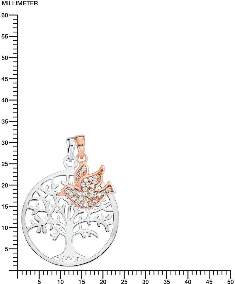 Amor Kette und Anhänger Set Lebensbaum/Taube (Set, 3-tlg), mit Zirkonia (synth)