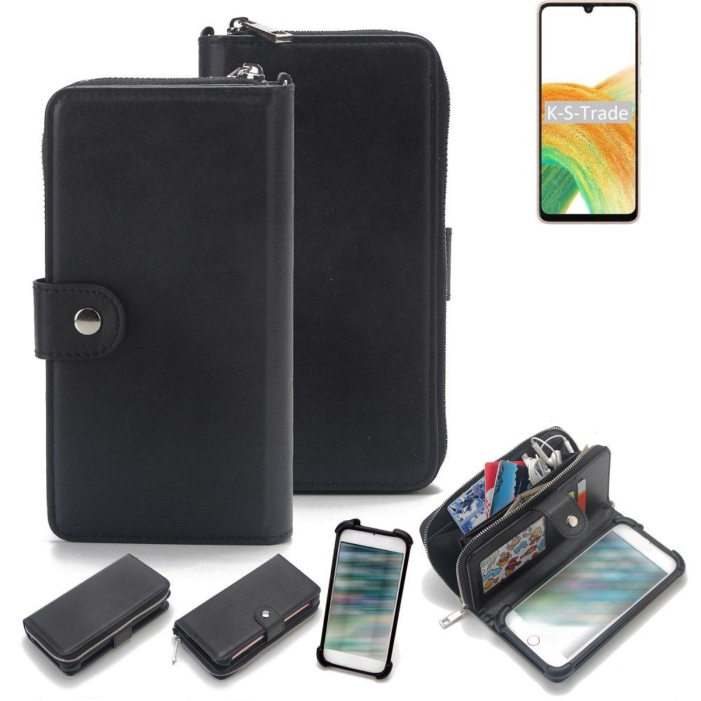 K-S-Trade Handyhülle für Samsung Galaxy A33 5G, 2in1 Handyhülle Schutzhülle & Portemonnee Cover Handy Hülle