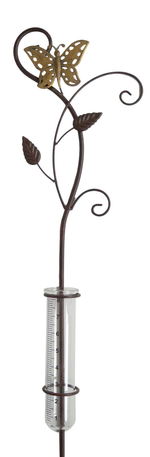 Eurotrade Regenmesser Schmetterling gelb Gartenstecker Garten Deko Regenmesser