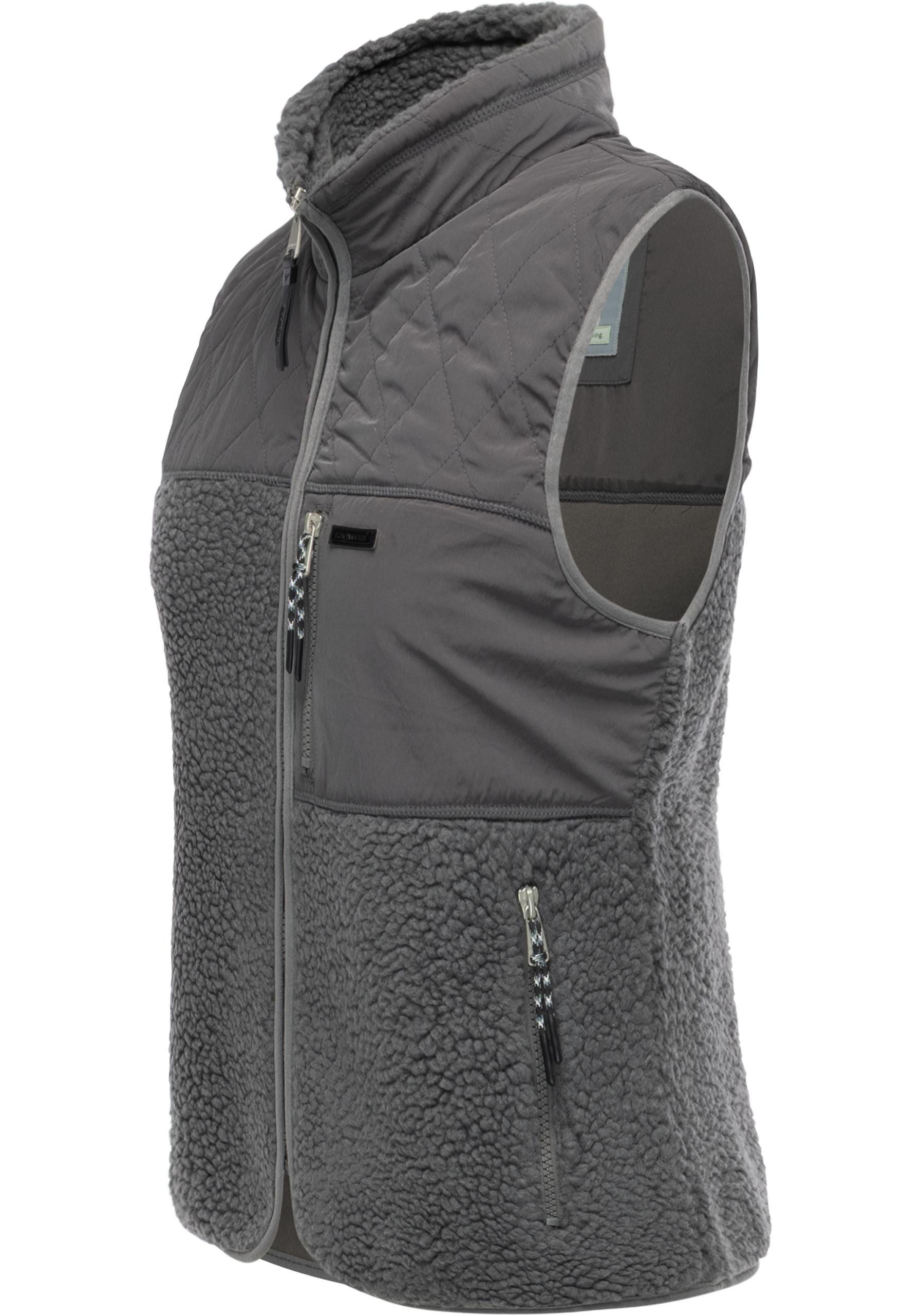 Ragwear Plüschweste Junkin Bonded warme Damen Weste aus Materialmix mit Teddy-Fleece