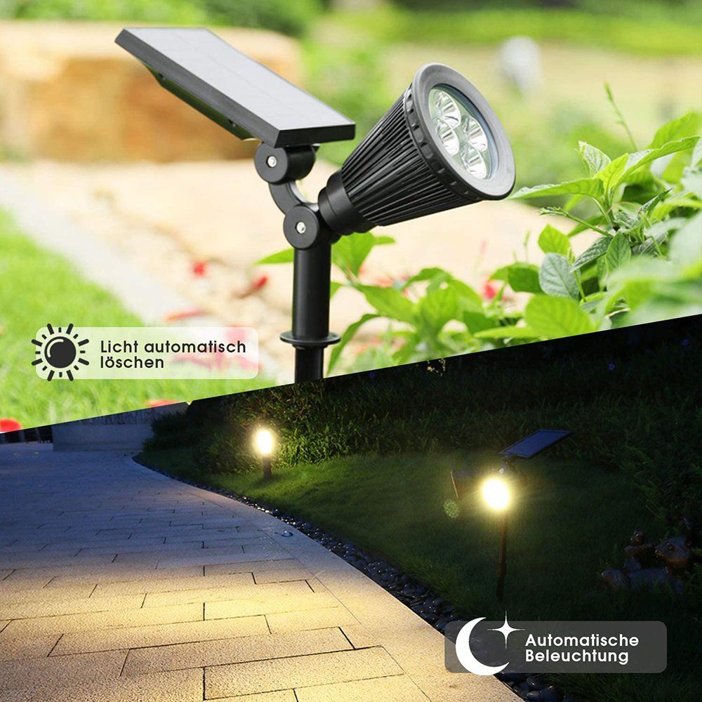 Spotlight Stück; Solar LED Strahler GelldG Warmweiß) Solarleuchte LED (2 Solarleuchte