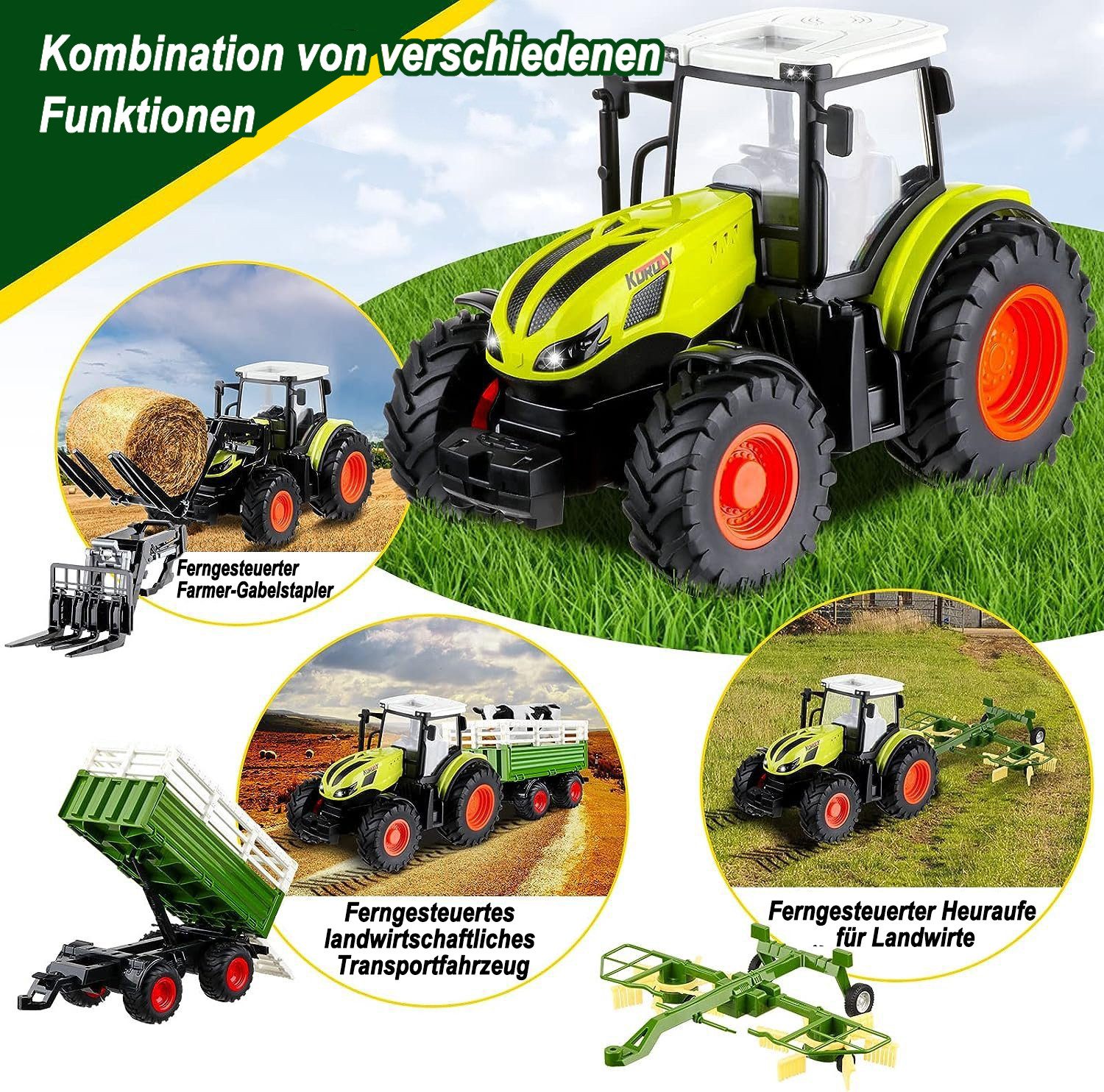 Esun RC-Traktor Ferngesteuerter Traktor Spielzeug, 3 in 1 RC Traktor für Ki günstig online kaufen