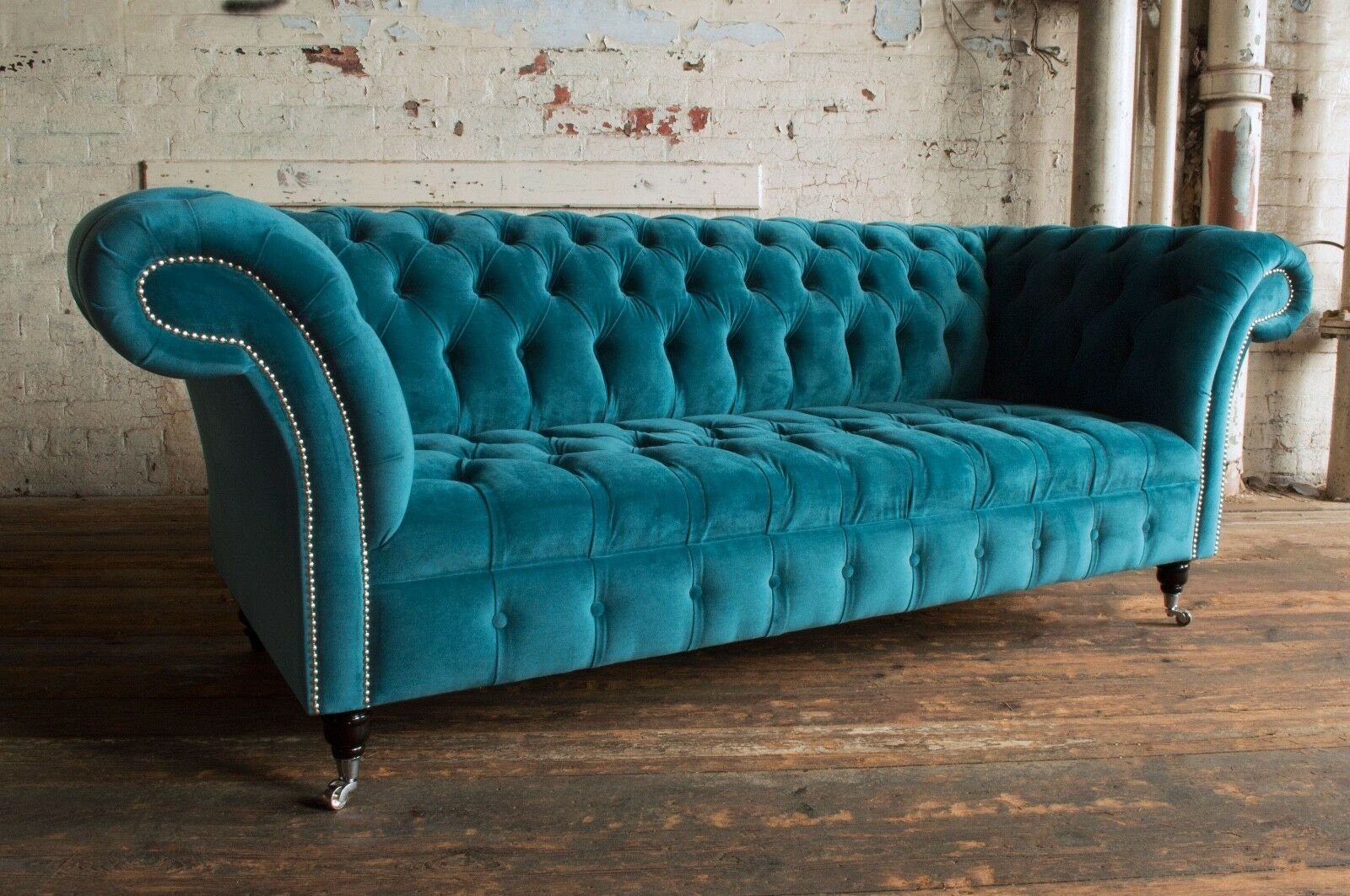 JVmoebel Sofa Die Sofas Sitzer mit Knöpfen. Polster Rückenlehne Wohnzimmer, 3 Textil Chesterfield Chesterfield-Sofa Design