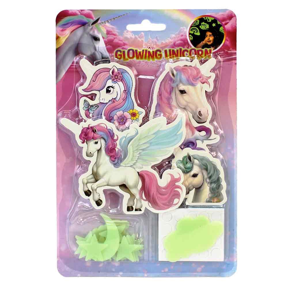 JOHNTOY Wandtattoo Glow in the Dark Einhorn Wandaufkleber auf Karte