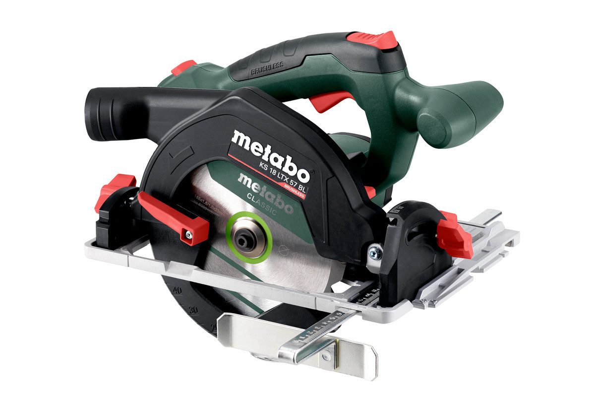 Metabo Professional Akku-Handkreissäge KS 18 LTX 57 BL, incl. Parallelanschlag, Kreissägeblatt, Zubehör, metaBOX