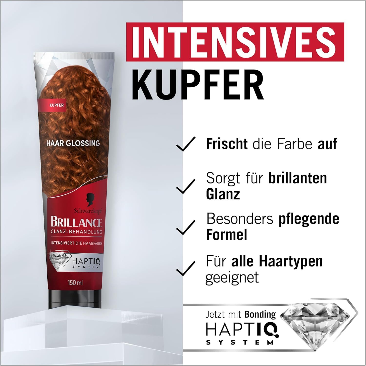 Brillance Haarfarbe 1x Brillance Glanz-Behandlung, Haar Glossing Kupfer (150 ml), 1-tlg., intensiviert die Haarfarbe für bis zu 6 Haarwäschen