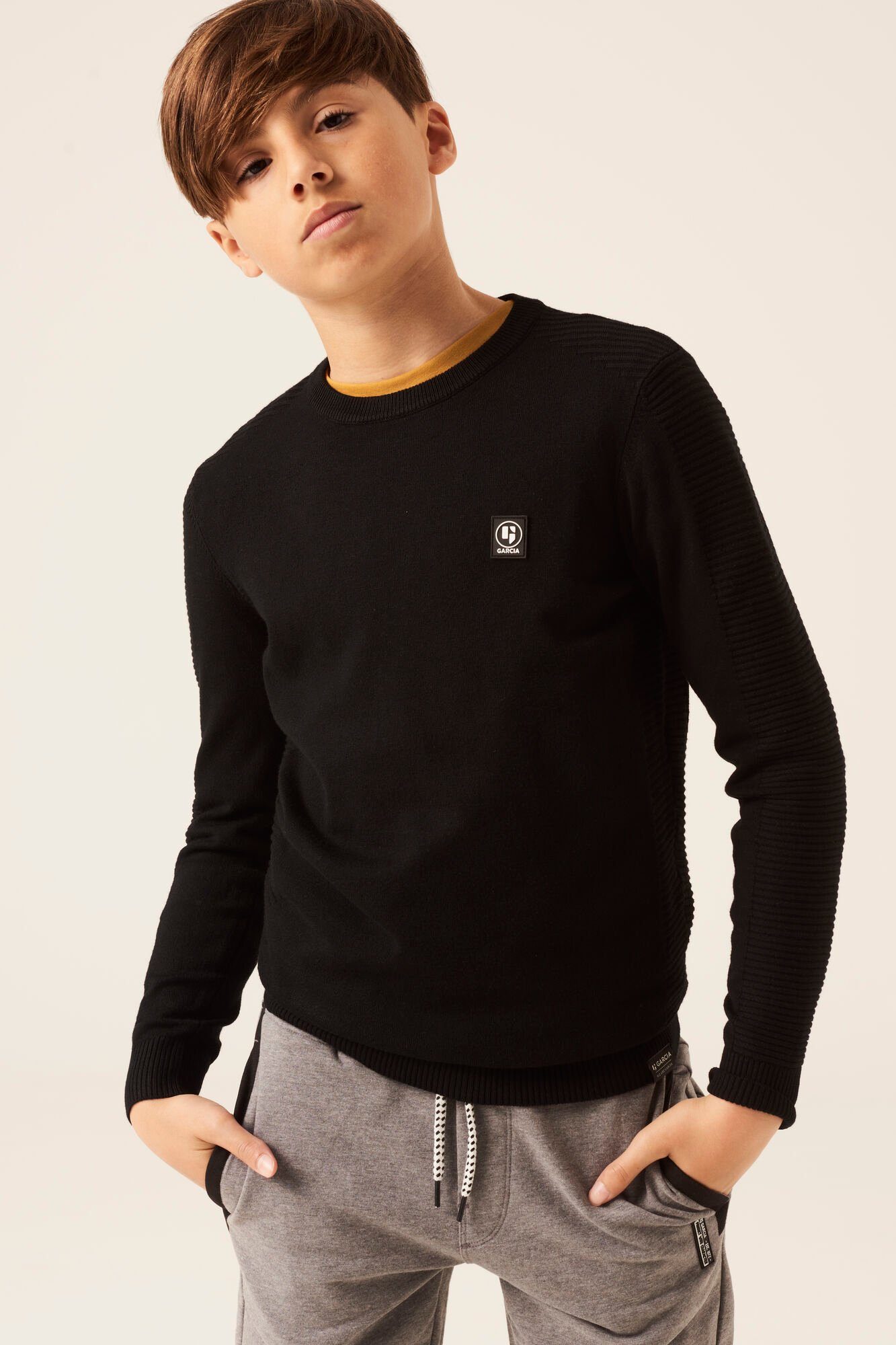 Garcia off Strickpullover black Feinstrick-Pullover