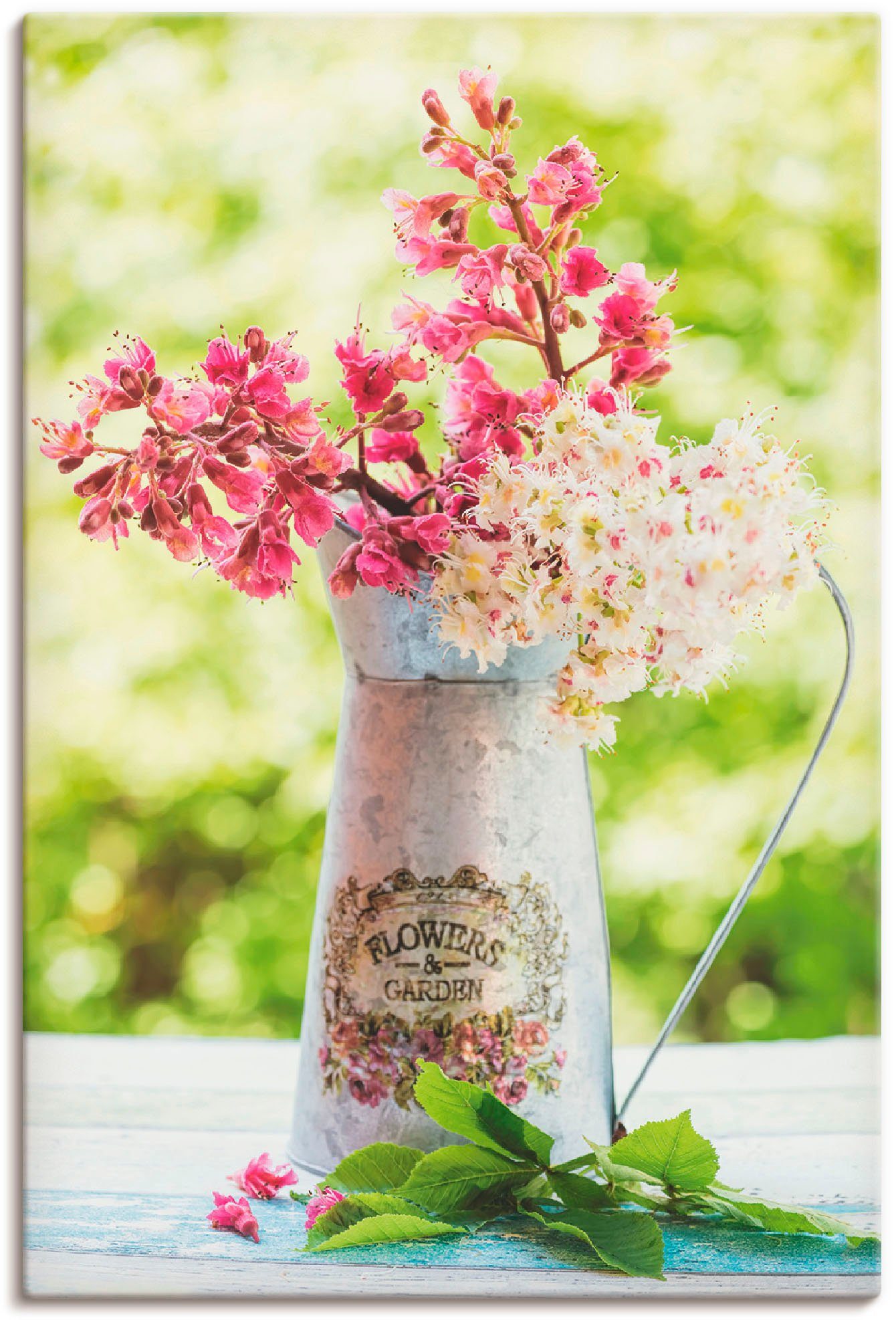 Artland Wandbild Kastanien Blüten Krug, Leinwandbild, (1 Größen St), Wandaufkleber in Blumen versch. Alubild, oder Poster als in