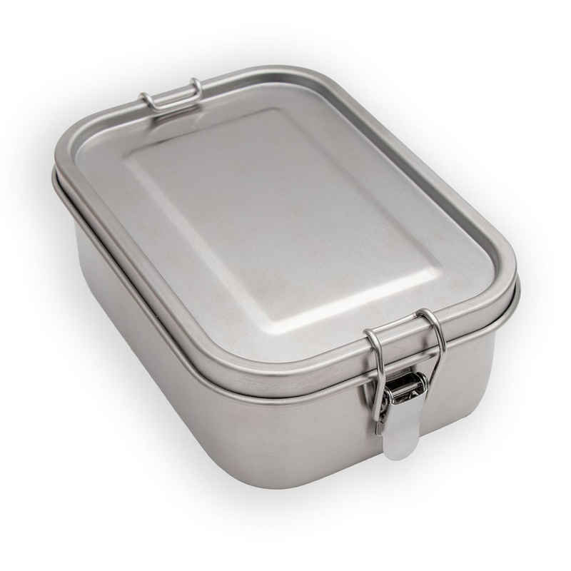 Intirilife Lunchbox, Edelstahl, (1-tlg), Lunchbox Brotdose Brotbox Aufbewahrungsbox Silber 800ml Edelstahl