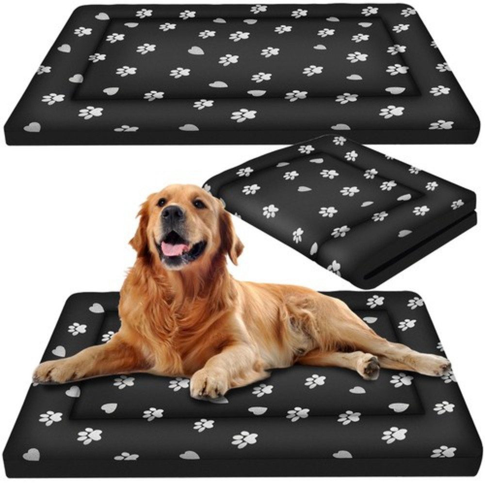 Purlov Tierbett Hundebett 100x70 cm XXL Matratze, Leinenstoff, beständig gegen Kratzer und intensive Nutzung