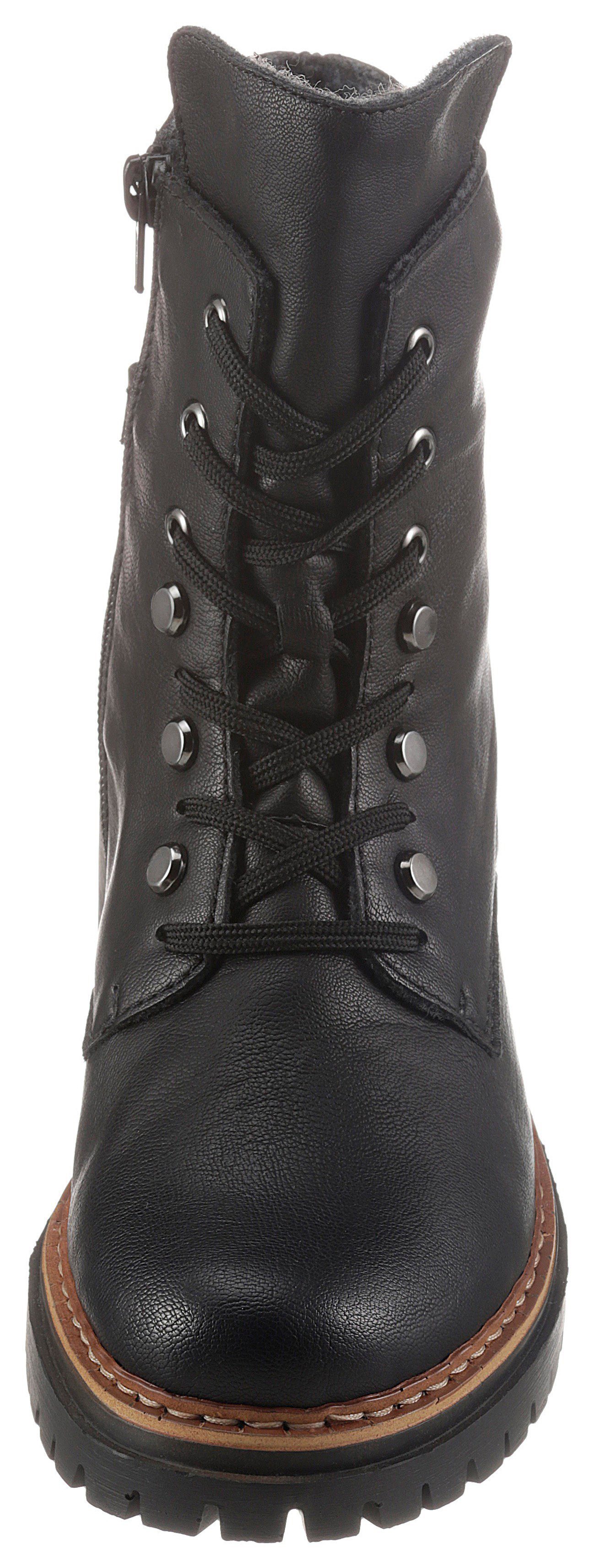 Rieker Schnürboots, Stiefelette, Profilsohle, Blockabsatz, mit lässiger Schnürung