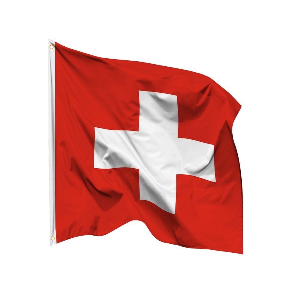 PHENO FLAGS Flagge Schweiz Flagge 90x90 cm – Wetterfeste Nationalflagge, Inkl. 2 Messing Ösen