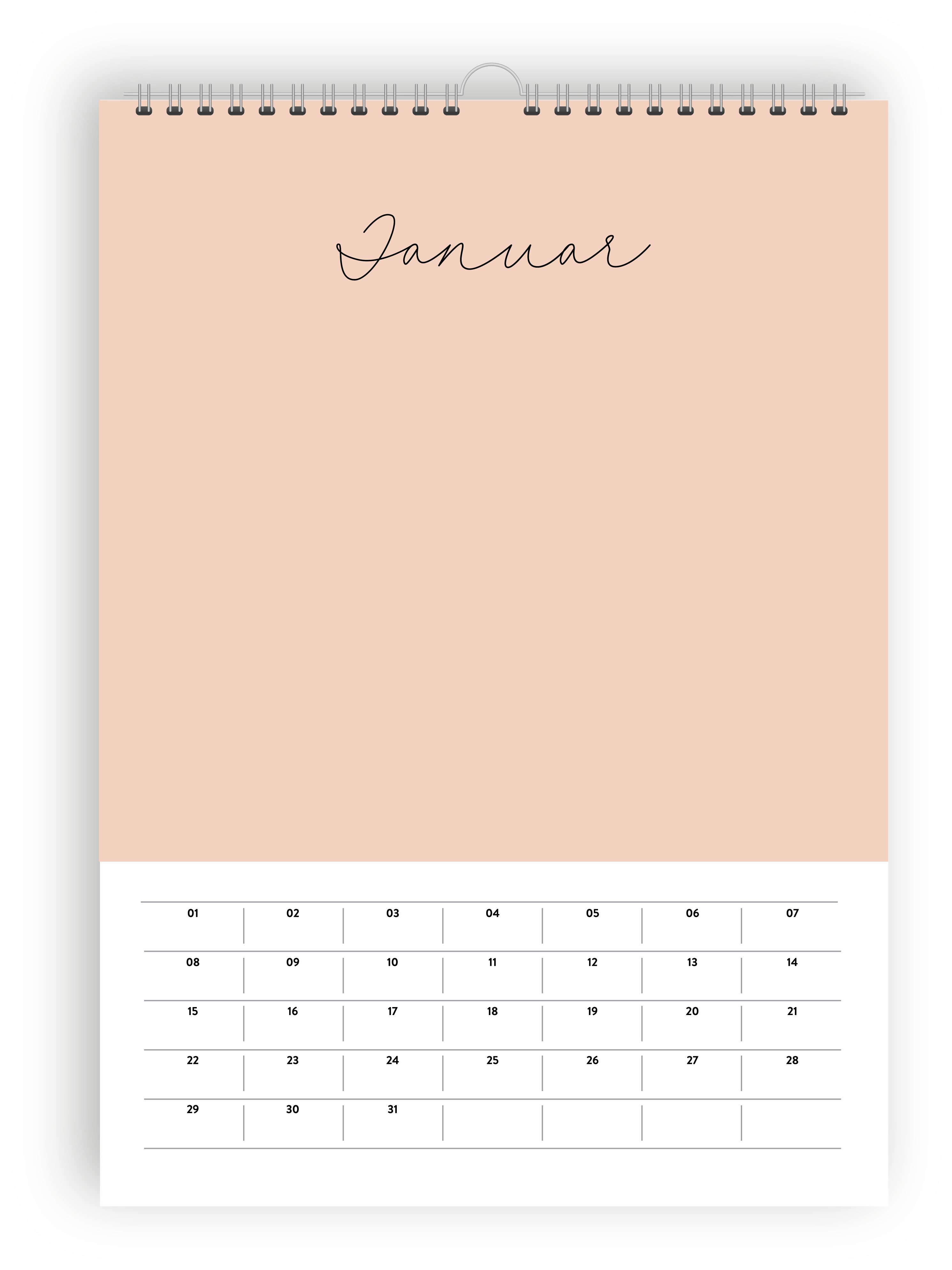 heaven+paper Familienkalender Fotokalender DIN A4 COZY immerwährend, Wandkalender mit Spiralbindung, Hergestellt in Deutschland