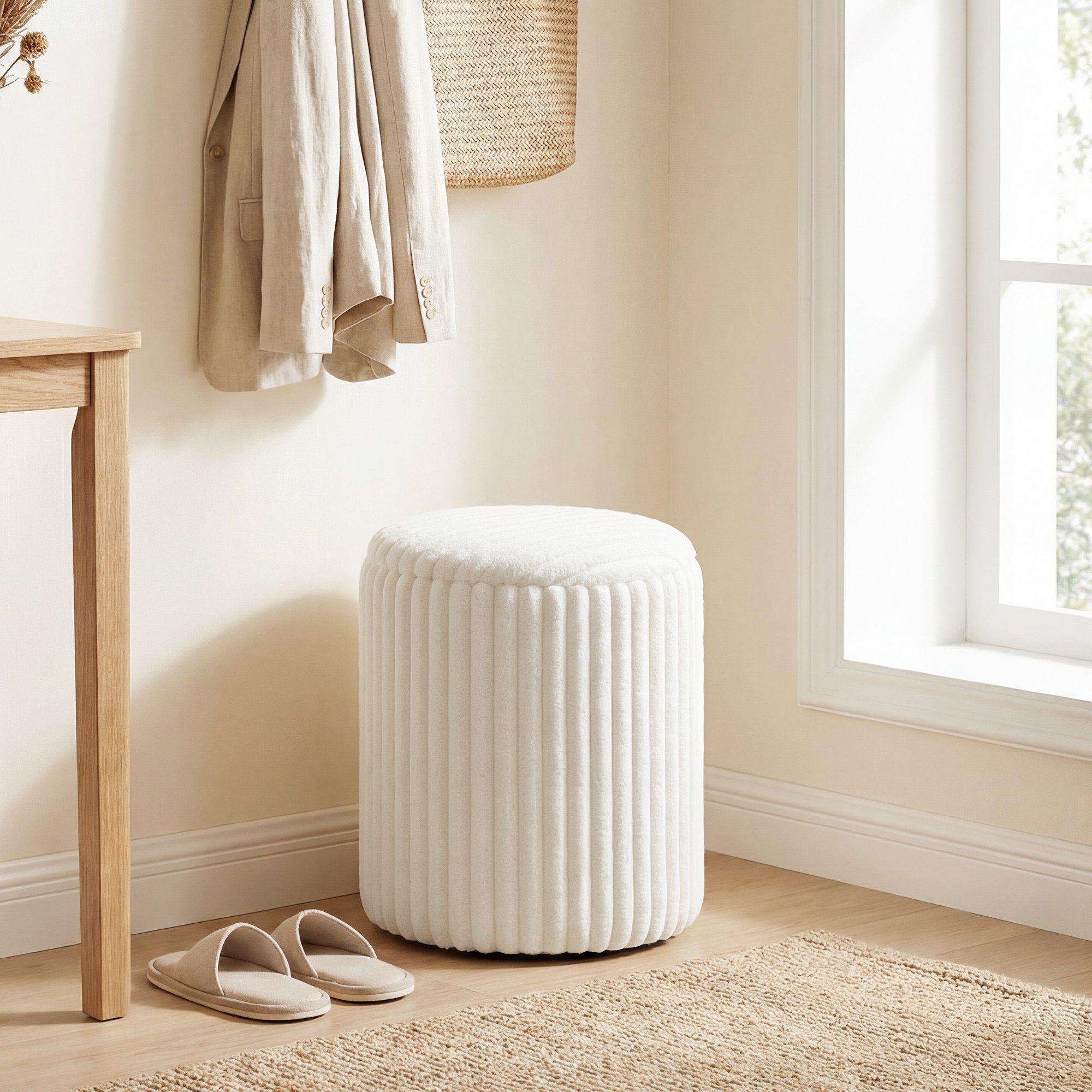 HOMCOM Sitzhocker Runder Polsterhocker (Set, 1 St., Hocker mit Stauraum), mit Stauraum, als Couchtisch nutzbar